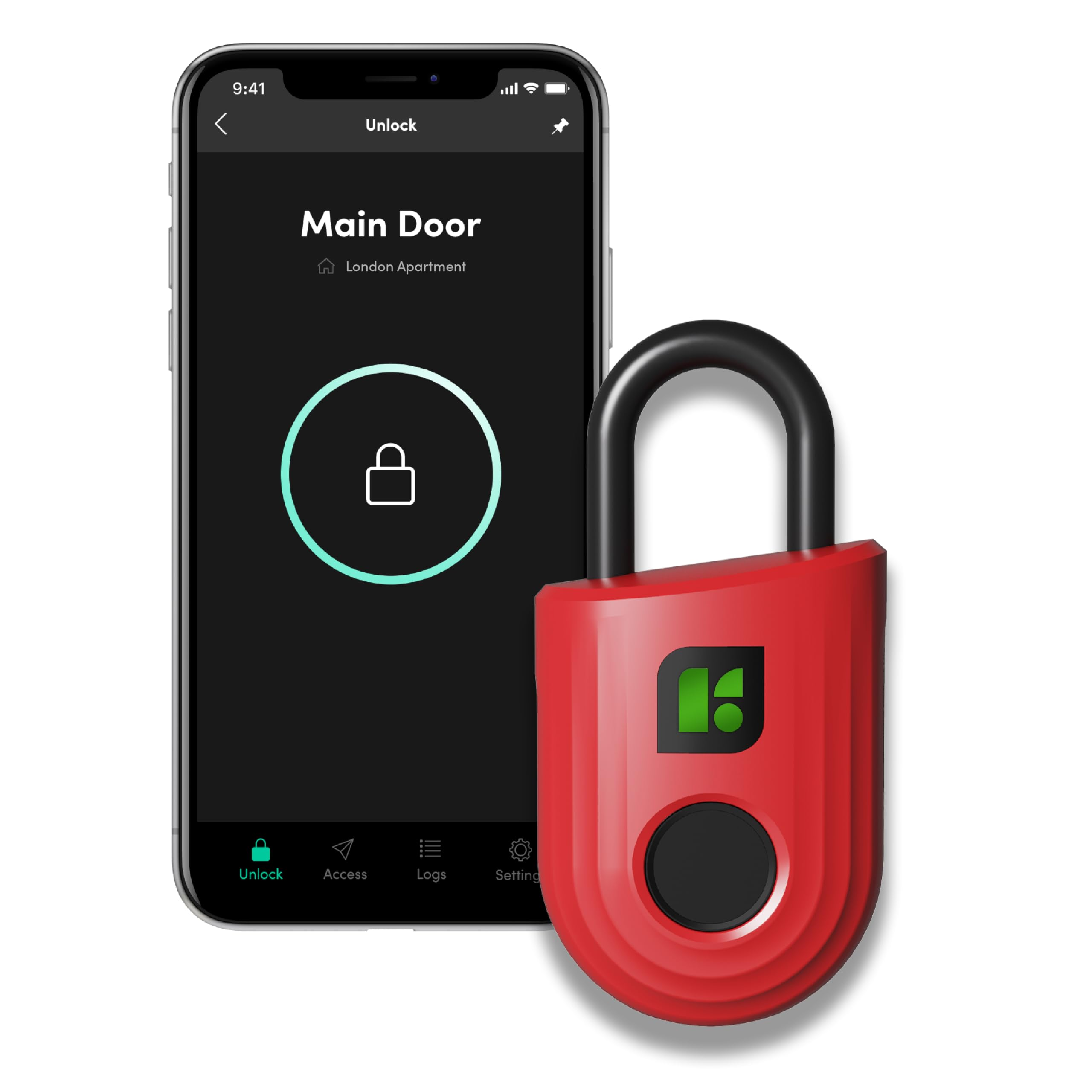 Ein Smartphone zeigt einen Sperrbildschirm. Neben dem Telefon befindet sich ein rotes Schloss.
