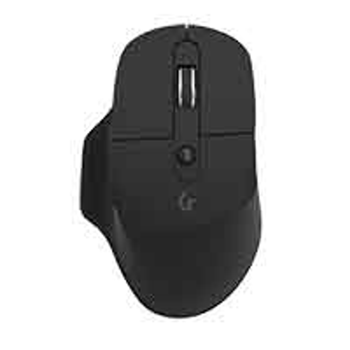 Un mouse Logitech MX Master 3S nero. Ha più pulsanti, una rotella di scorrimento e un design ergonomico.
