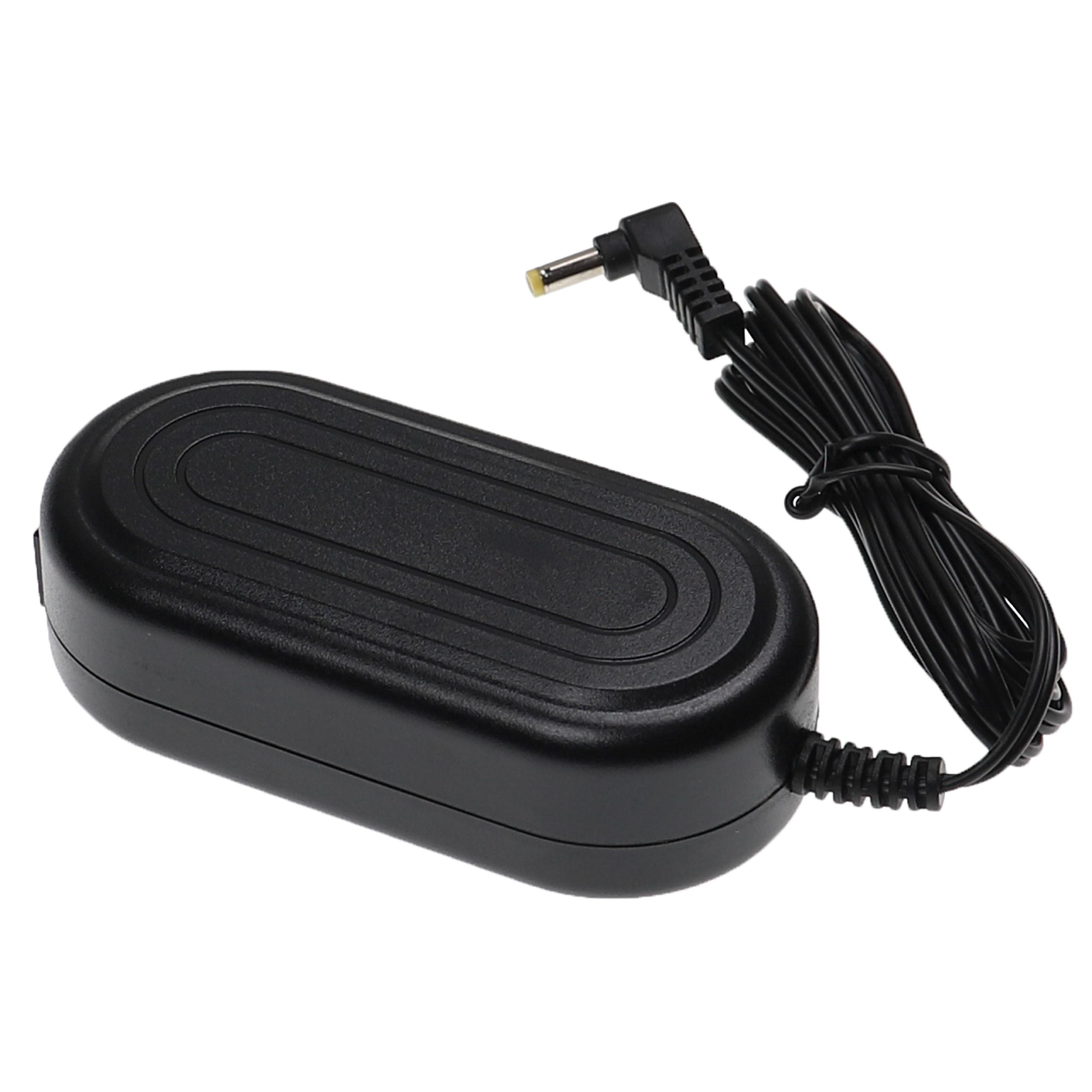 Ein schwarzes Netzteil mit schwarzem Kabel und Stecker auf weißem Hintergrund.