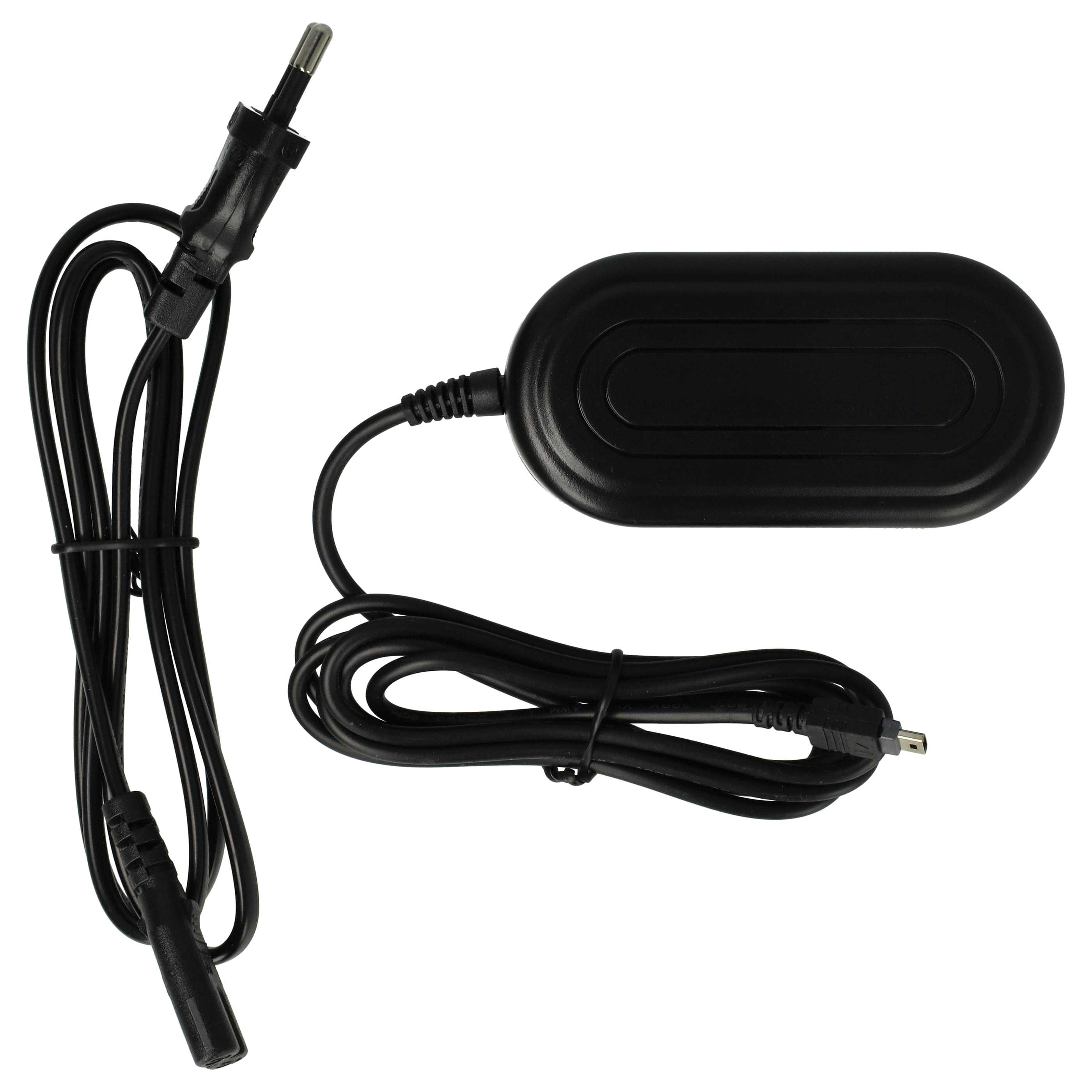 Schwarzes Netzteil mit zwei Kabeln und einem rechteckigen Ladegerät. Die Kabel sind mit dem Adapter verbunden.