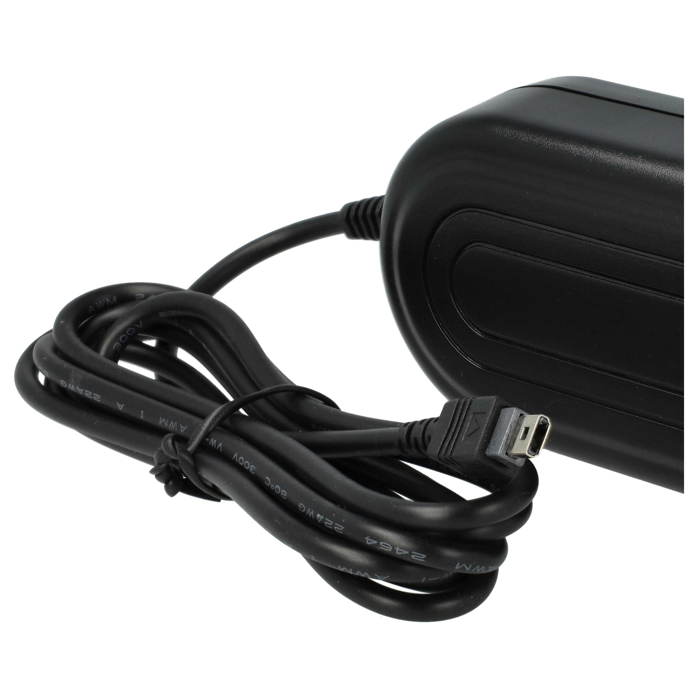 Schwarzes Netzteil mit schwarzem Kabel und USB-Anschluss. Der Adapter befindet sich auf weißem Hintergrund.