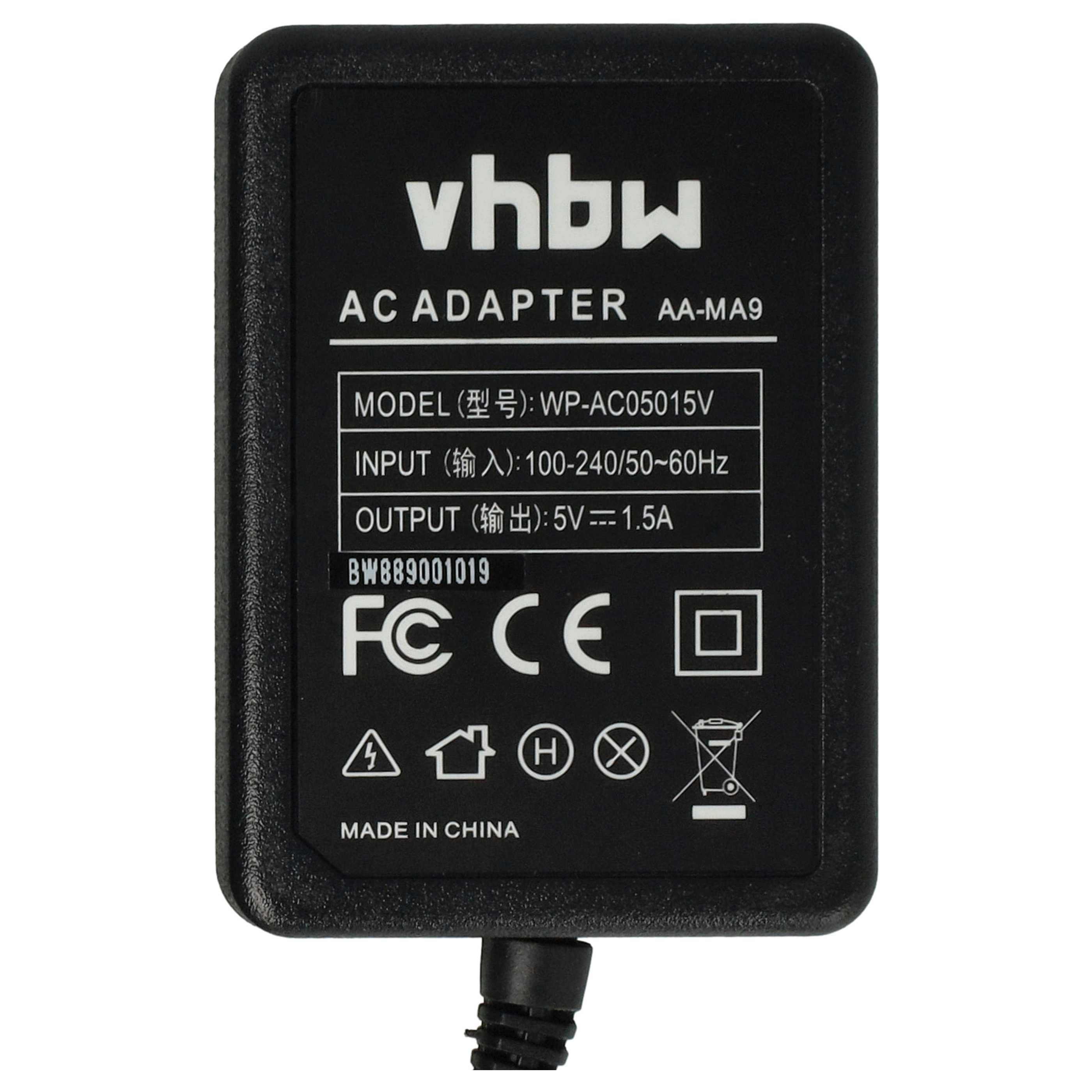 Schwarzes Netzteil mit weißem Text: vhbw AC ADAPTER AA-MA9. Enthält Modell- und Eingangs-/Ausgangsdetails. Hergestellt in China.