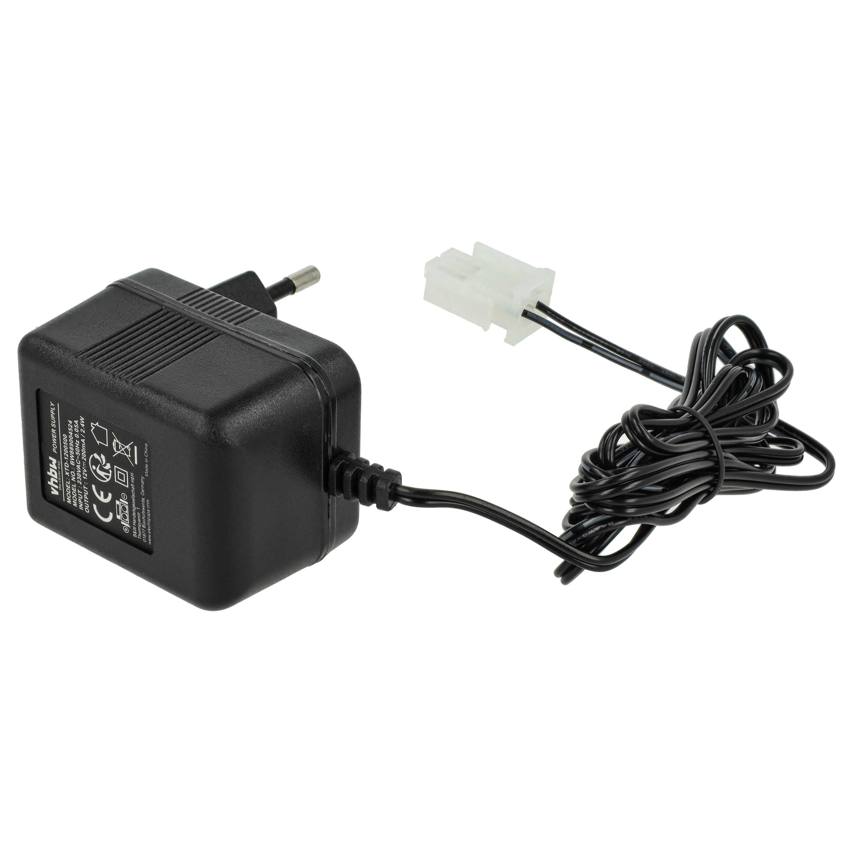 Schwarzes Netzteil mit Eurostecker und weißem Stecker. Das Kabel ist schwarz und aufgerollt.