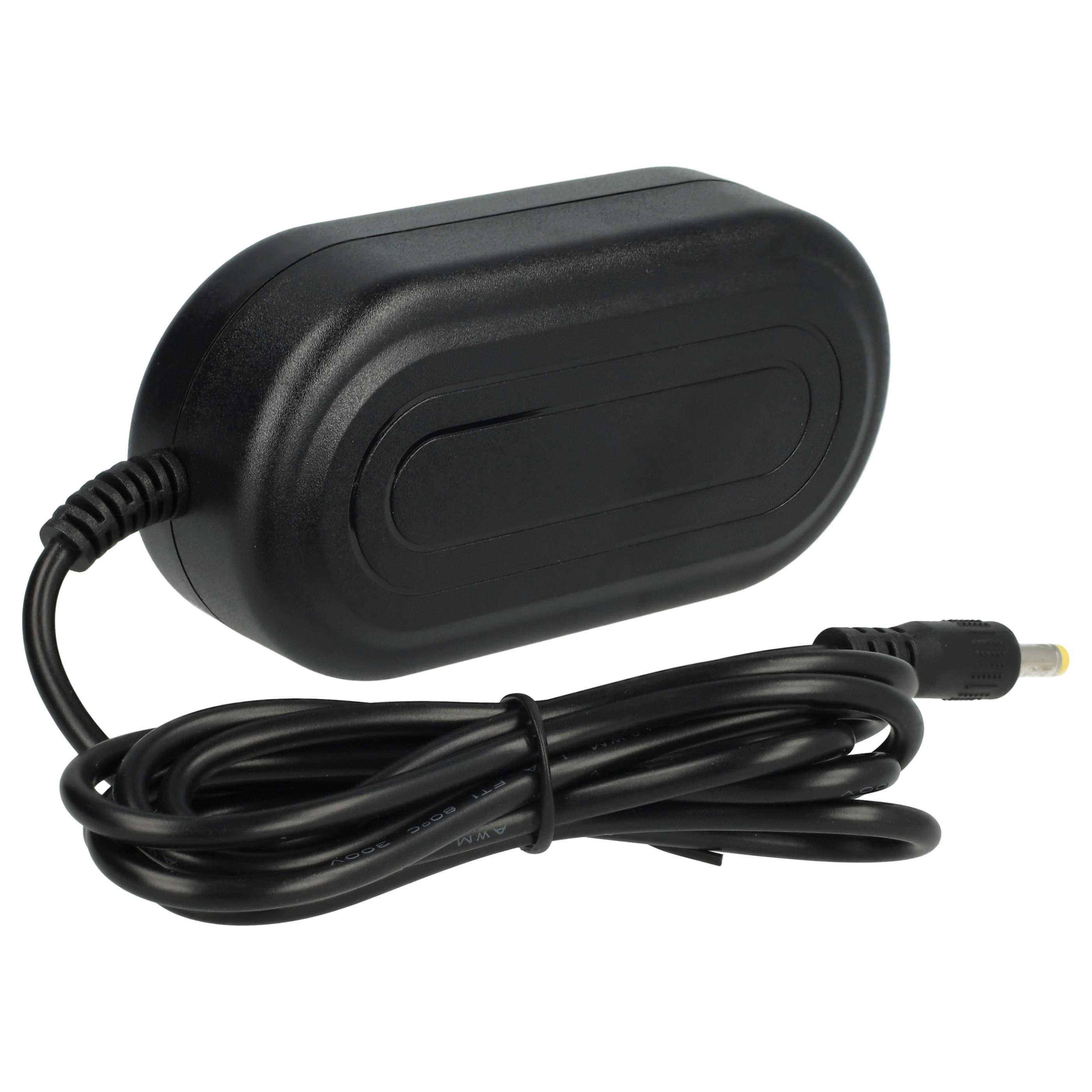 Schwarzes Netzteil mit Kabel. Der Adapter hat eine abgerundete rechteckige Form. Das Kabel hat einen Stecker.