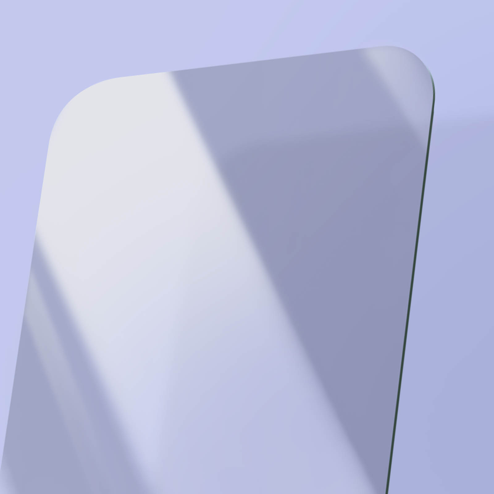 Un rettangolo bianco arrotondato su sfondo blu. Le ombre attraversano la forma, creando un effetto gradiente.