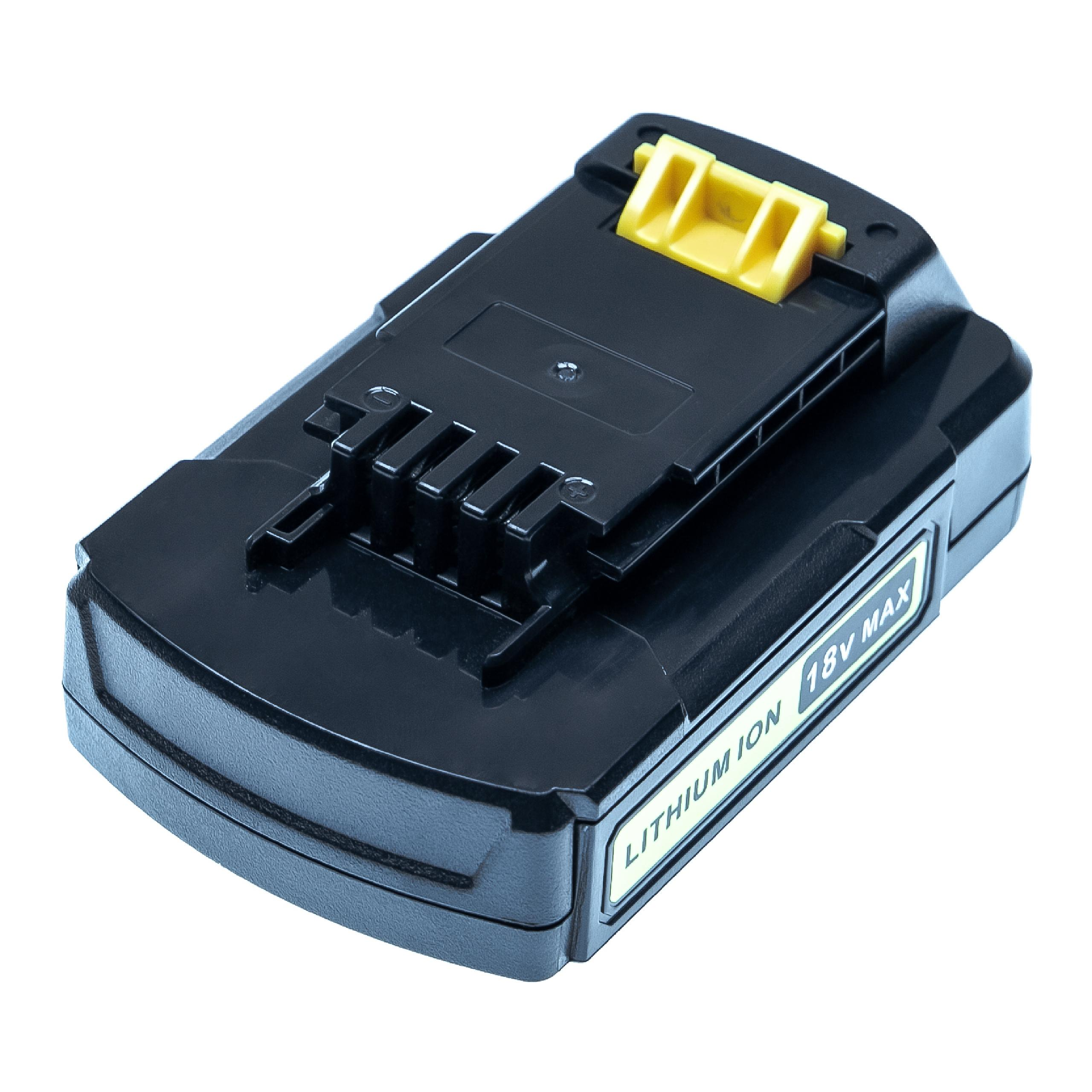 Schwarzer und gelber Lithium-Ionen-18V-MAX-Akku auf weißem Hintergrund. Auf dem Etikett steht 'LITHIUM ION 18V MAX'.