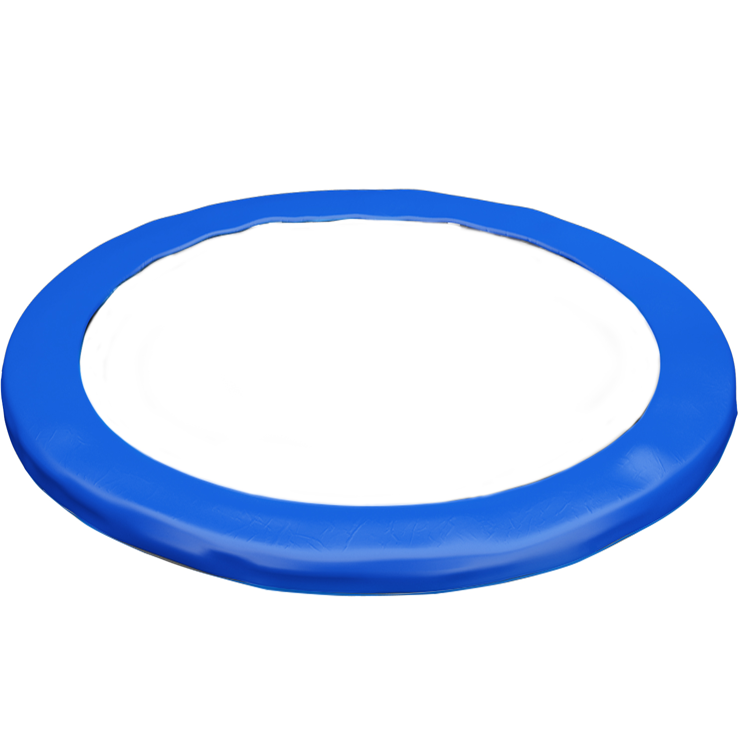 Niebieski, okrągły obiekt, przypominający pierścień lub spłaszczoną rurę, na białym tle. Obiekt ma wyraźną, gładką fakturę.