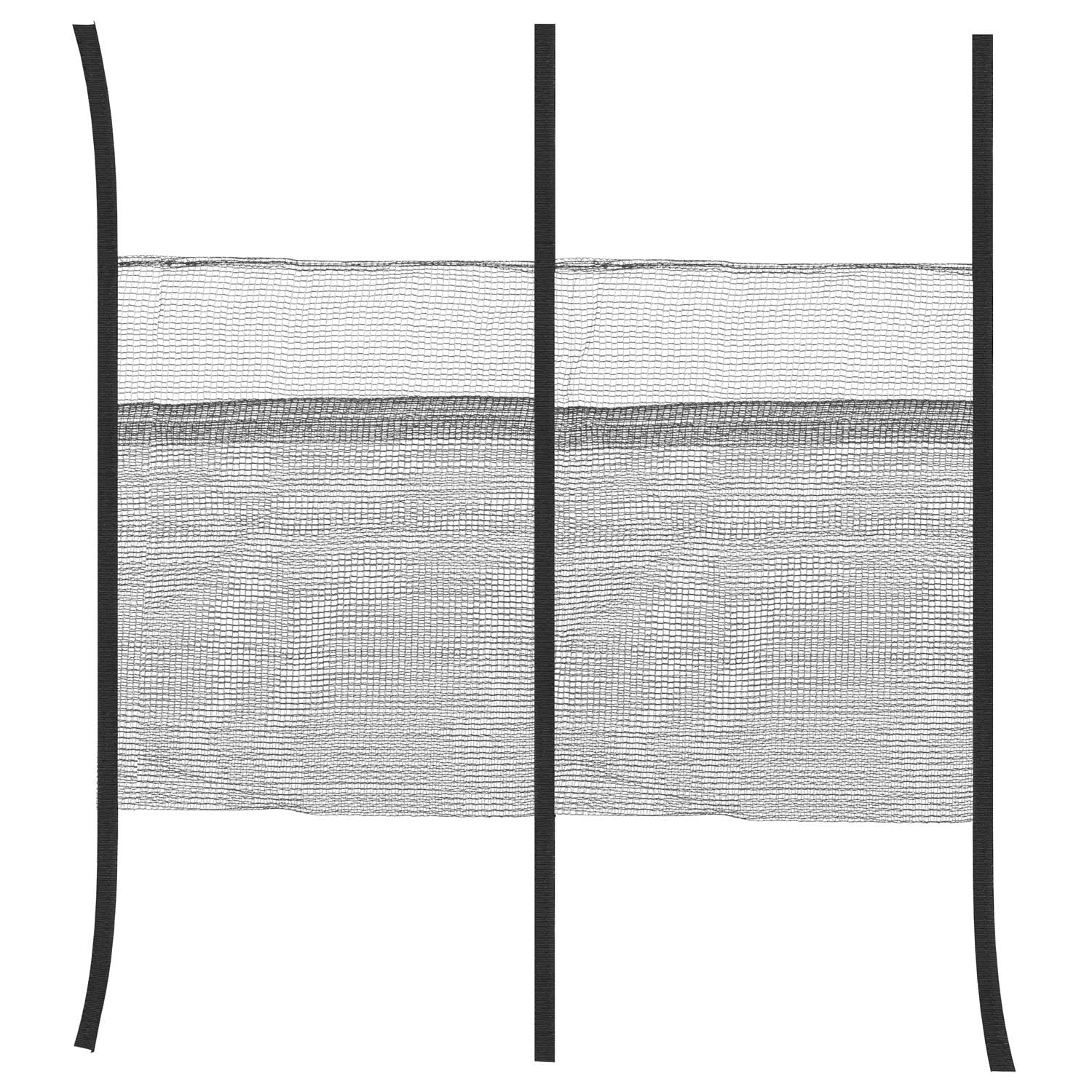 Czarny ekran z siatki z czarnymi pionowymi krawędziami i czarną pionową linią. Białe tło.