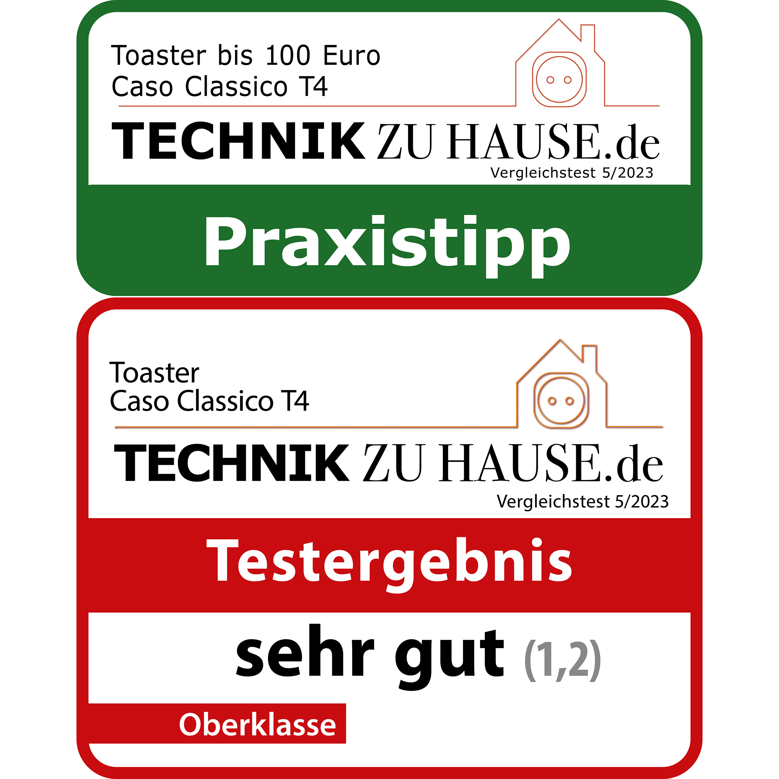 Immagine con riquadri verdi e rossi, testo in tedesco e icona della casa. Dice 'Praxistipp' e 'sehr gut (1,2)'.