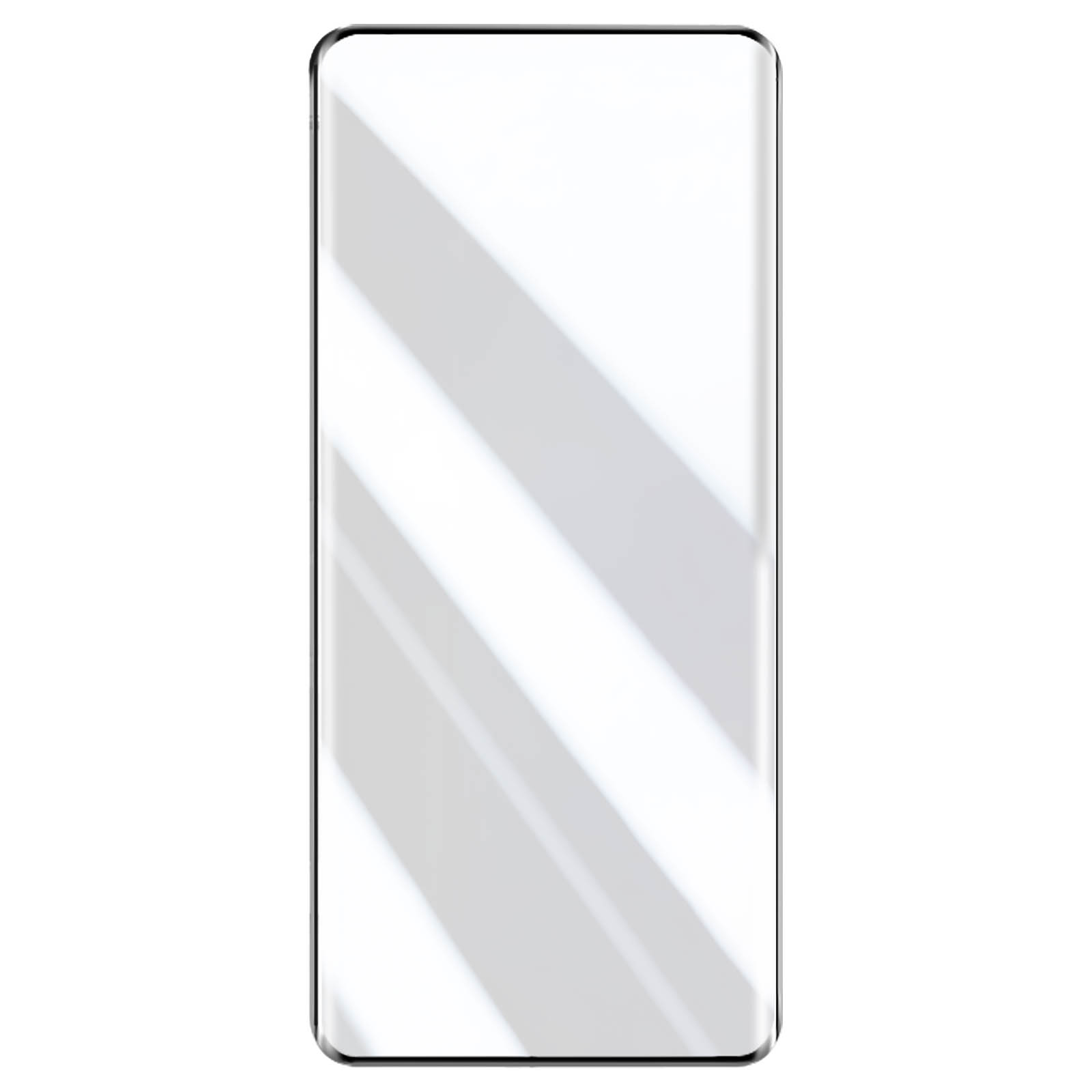 Un proteggi schermo rettangolare è esposto su sfondo bianco. Ombre diagonali attraversano la superficie.