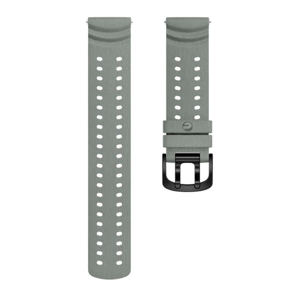 Zwei graue Uhrenarmbänder. Eines mit Löchern und das andere mit einer schwarzen Schnalle.