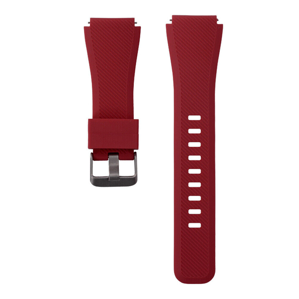 Zwei rote Uhrenarmbänder auf weißem Hintergrund. Eines hat eine Schnalle. Das andere hat mehrere Löcher zur Anpassung.