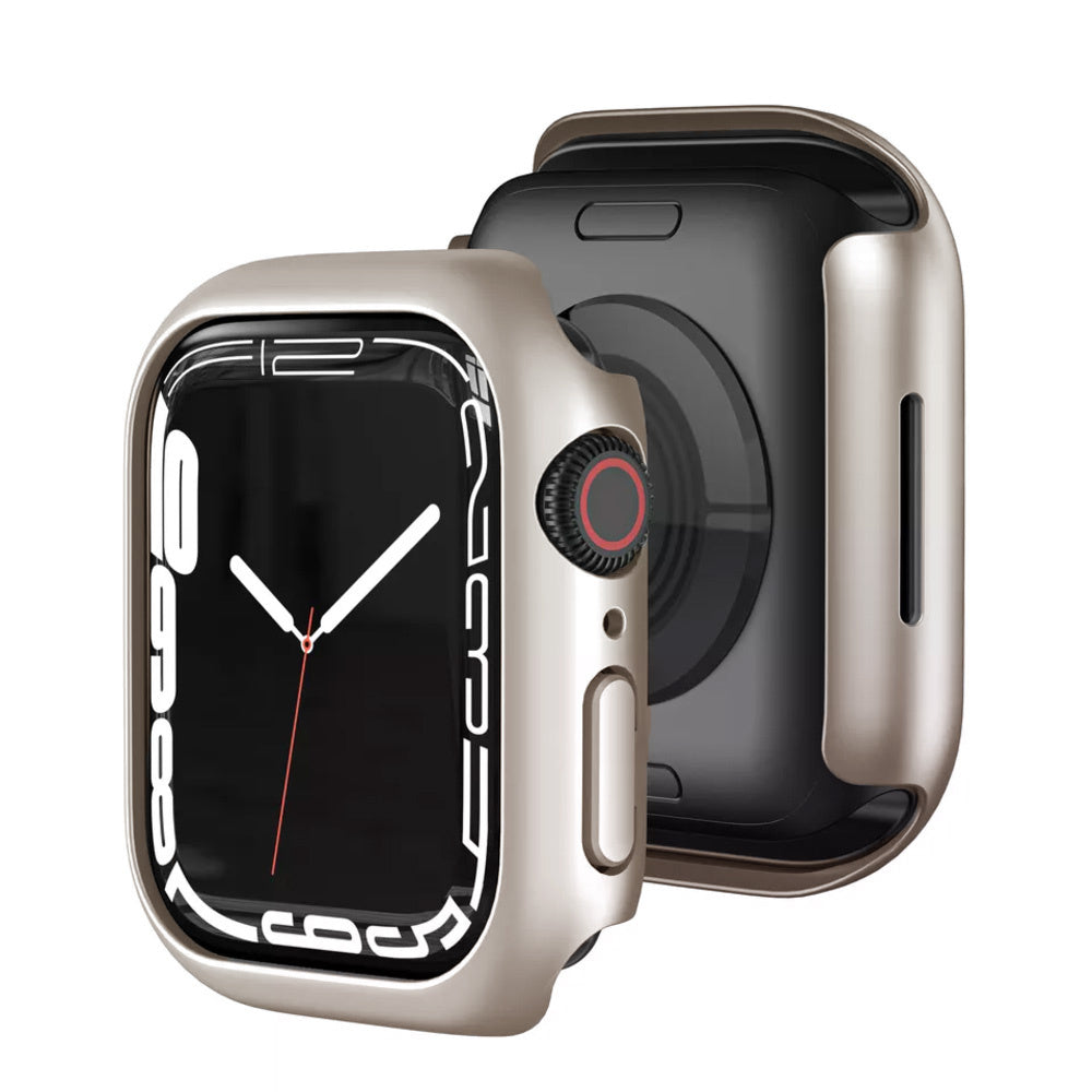 Nahaufnahme zweier Smartwatches. Eine ist fokussiert und zeigt einen schwarzen Bildschirm mit weißen Zeigern und Zahlen. Die andere ist unscharf.