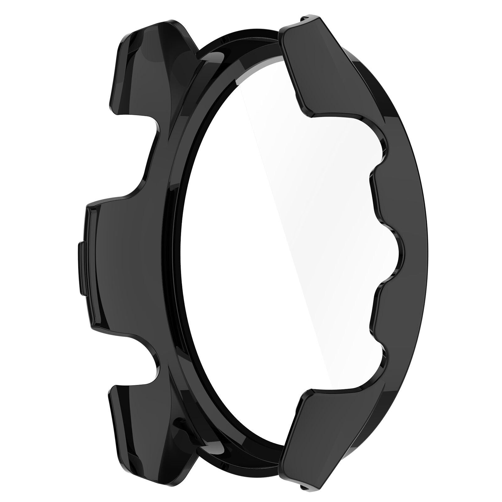 Eine schwarze Lünette mit transparentem Zentrum. Sie hat eine einzigartige Form mit mehreren Vorsprüngen und Aussparungen.
