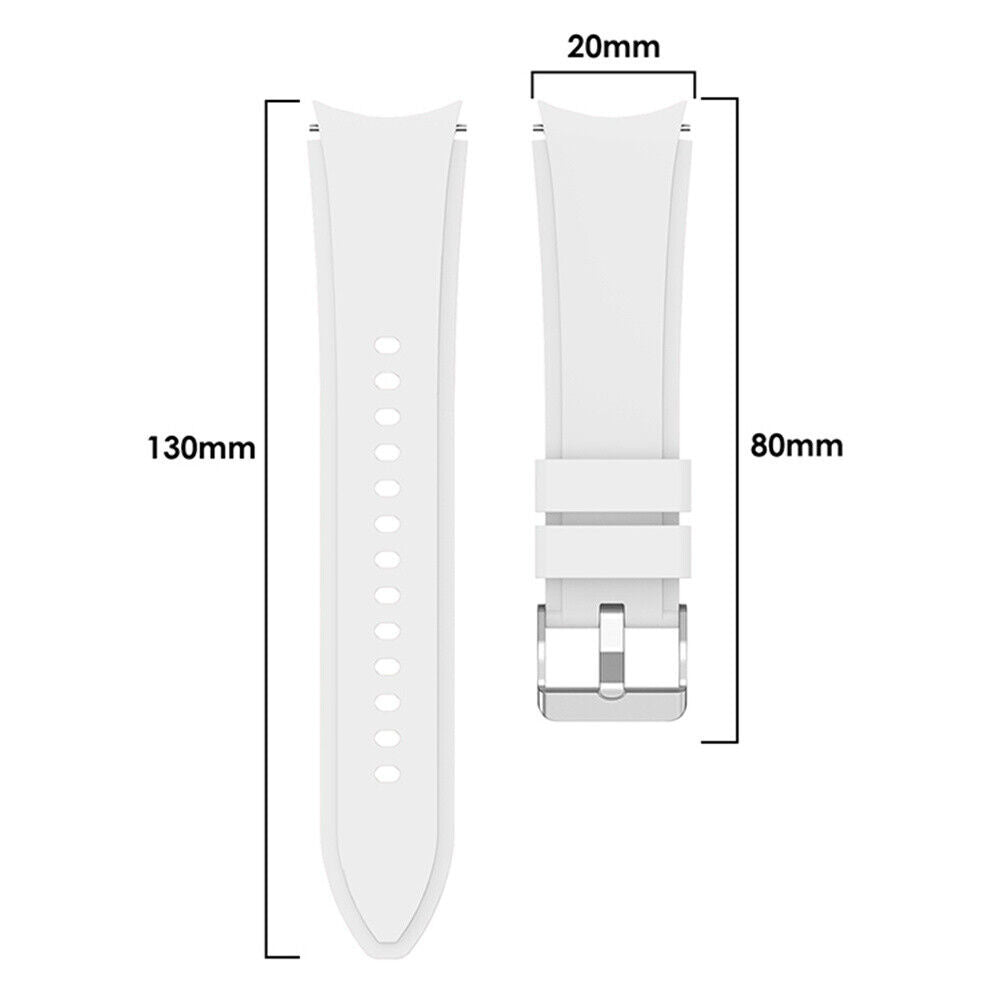 Weiße Uhrenarmbandteile auf weißem Hintergrund. Eines ist 130 mm lang, das andere 80 mm lang, ein kleines Teil ist 20 mm breit.