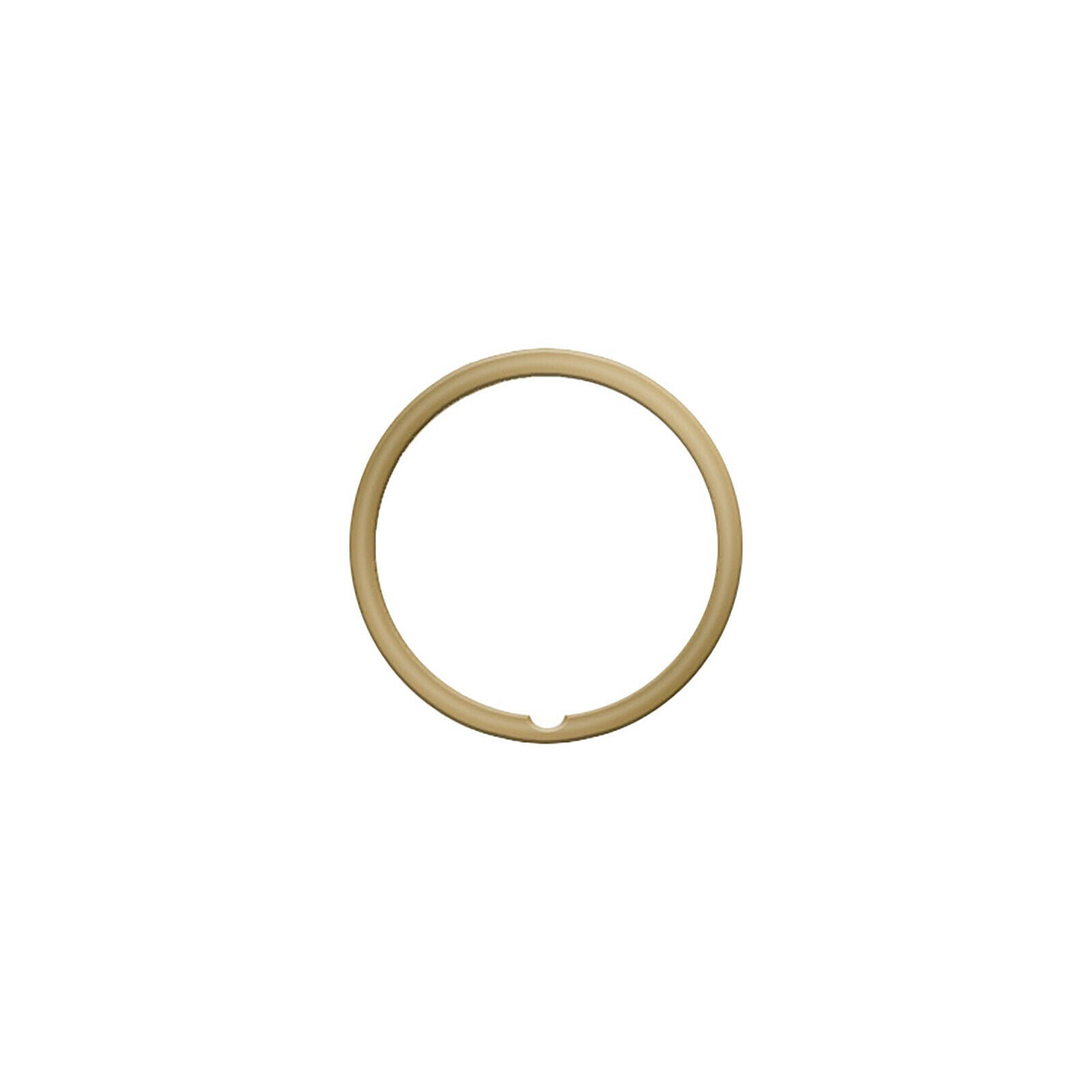 Ein beiger Ring mit einer kleinen Lücke auf weißem Hintergrund. Der Ring ist zentriert und scheint Teil eines größeren Objekts zu sein.