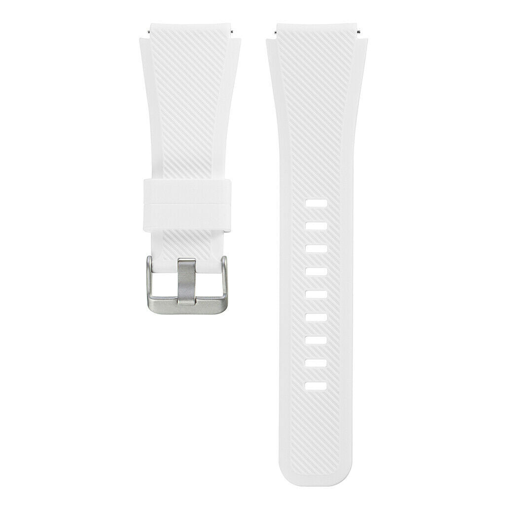 Zwei weiße Uhrenarmbänder. Eines mit Schnalle, das andere mit Löchern. Beide haben strukturierte Oberflächen und scheinen unbenutzt.