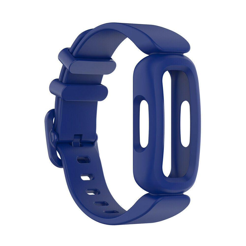 Ein marineblaues Smartwatch-Armband. Das Armband hat eine Schlaufenform mit mehreren Löchern zur Anpassung. Das Armband hat eine Schnalle.