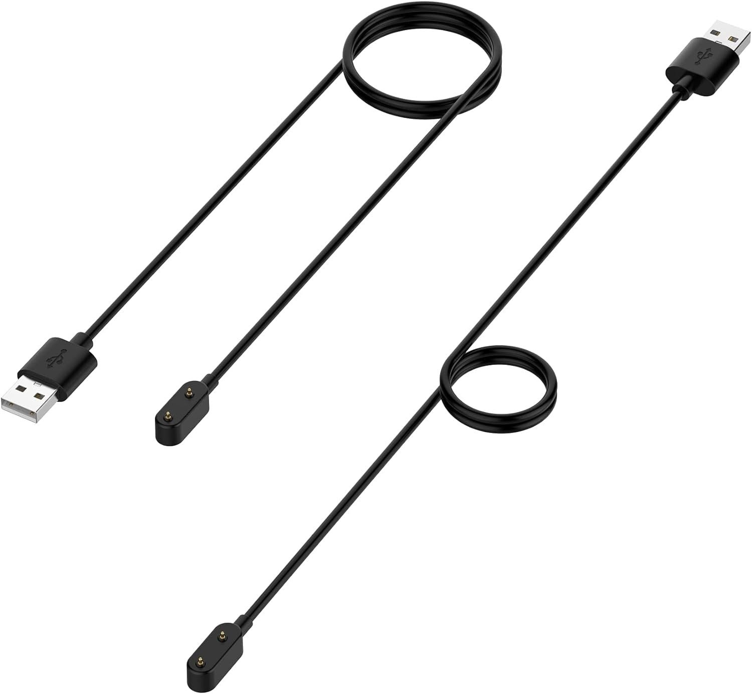 Drei schwarze USB-Ladekabel mit magnetischen Anschlüssen. Ein Kabel hat einen USB-A-Anschluss, andere haben magnetische Ladetipps.