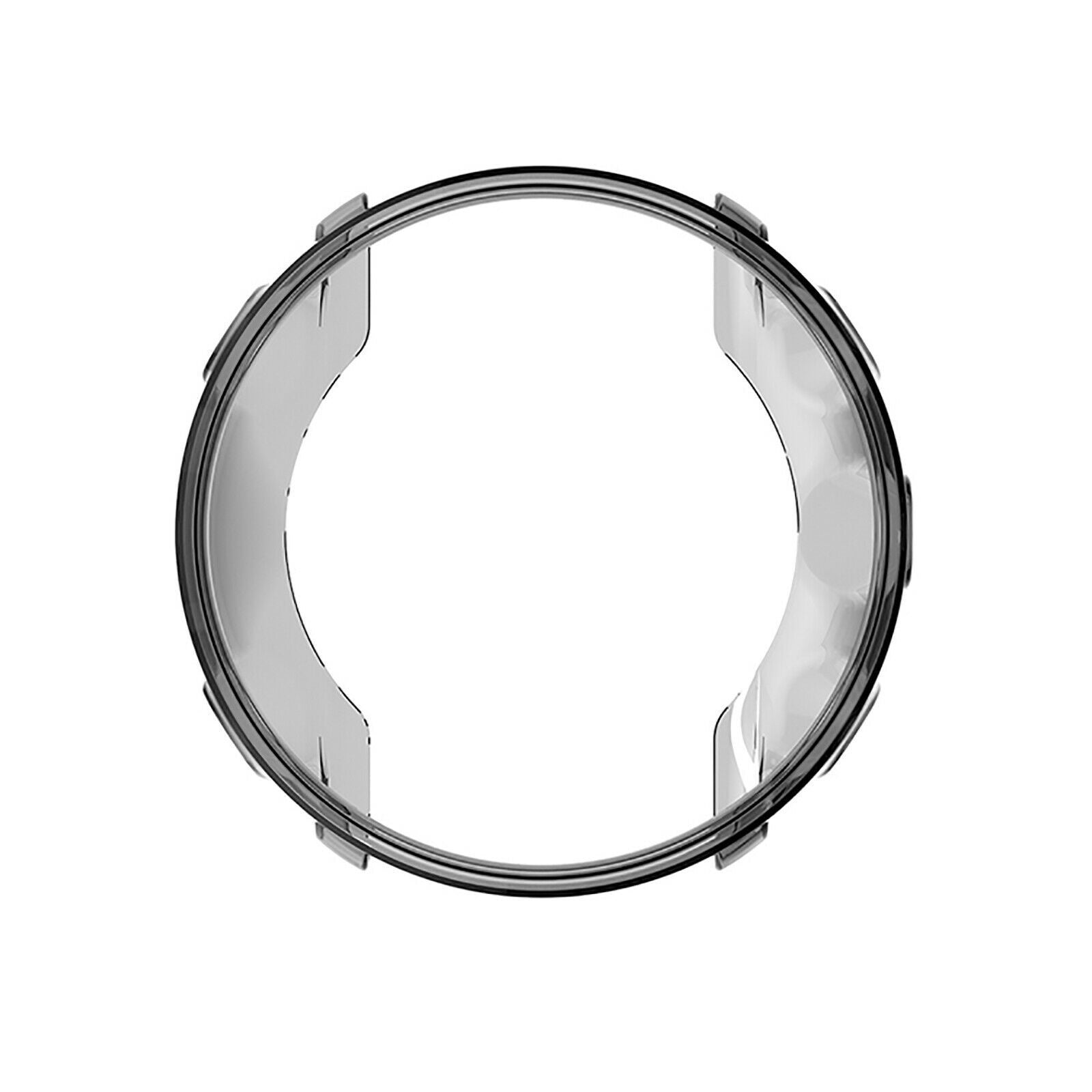 Ein transparentes kreisförmiges Kunststoffobjekt, möglicherweise ein Deckel. Es hat einen dunkelgrauen Rand mit weißem Hintergrund.