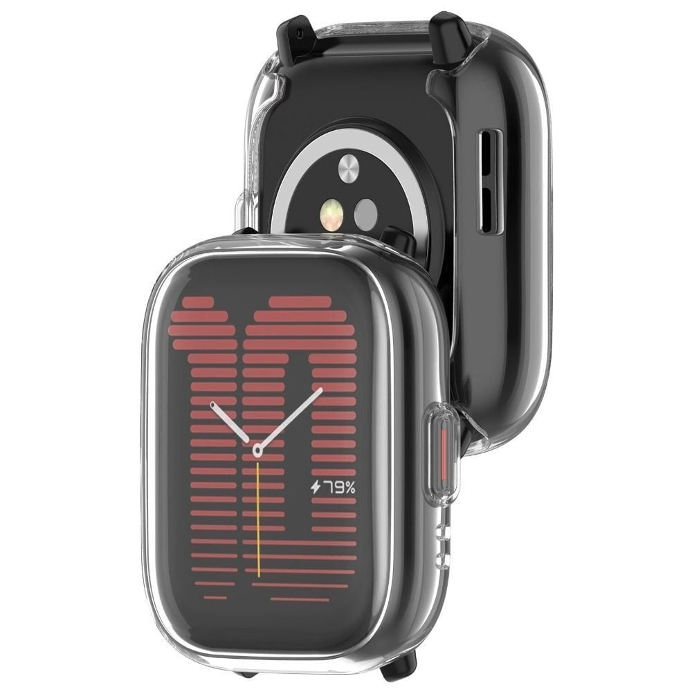 Eine Smartwatch mit klarer Schutzhülle, die die Uhrzeit 10:09 und 79 % Akku anzeigt. Die Uhr ist schwarz, mit klarer Abdeckung.