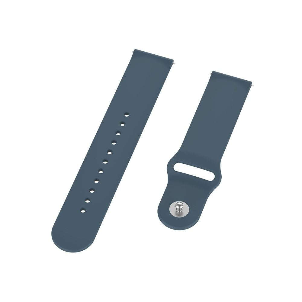 Zwei türkisfarbene Smartwatch-Armbänder auf weißem Hintergrund. Ein Armband hat Löcher, das andere einen Verschluss.