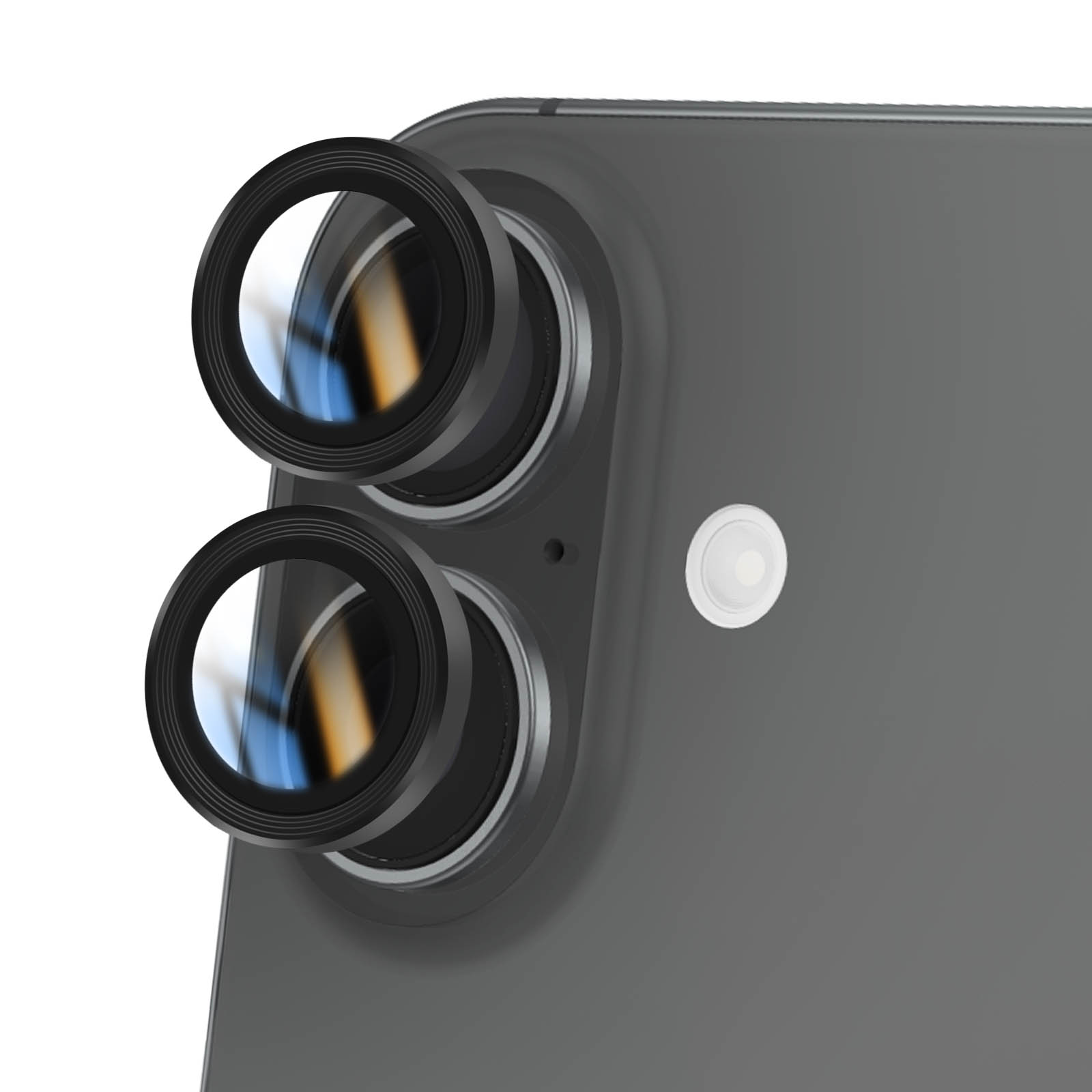 Gros plan d'un appareil photo de smartphone avec deux objectifs. Le téléphone est gris. Les objectifs sont noirs.