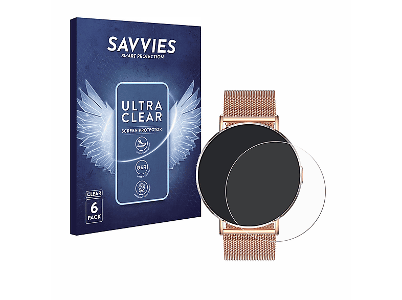 SAVVIES 6x klare Schutzfolie (für Levowatch Eve 1.3")