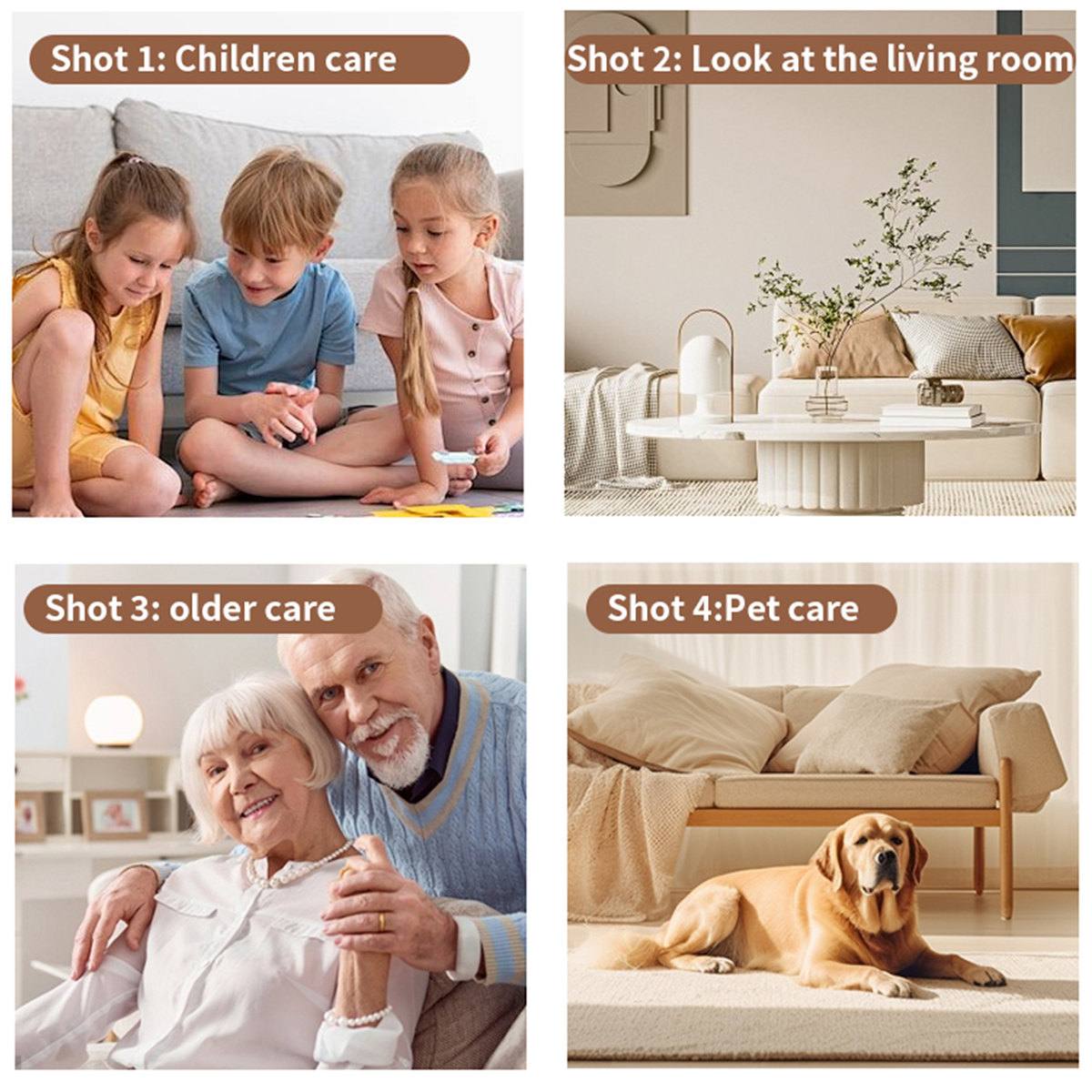Drei Kinder sitzen auf dem Boden und sind mit einer Aktivität beschäftigt. Sie wirken konzentriert und glücklich. Im Hintergrund ist ein neutrales Sofa.