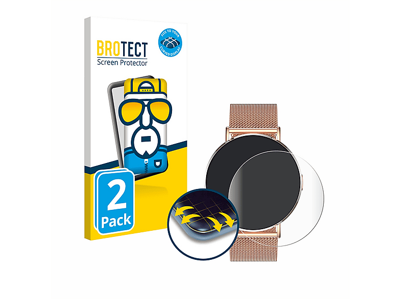 BROTECT 2x Flex Fullscreen 3D Curved Schutzfolie (für Levowatch Eve 1.3")
