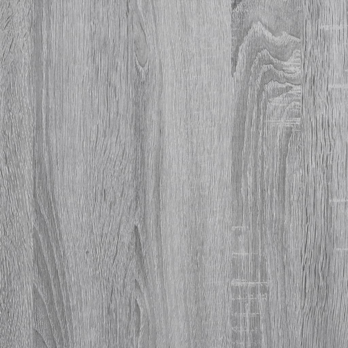 Nahaufnahme der grauen Holzmaserung. Vertikale Linien und Muster erzeugen eine natürliche, strukturierte Oberfläche. Es gibt Licht- und Schattenvariationen.