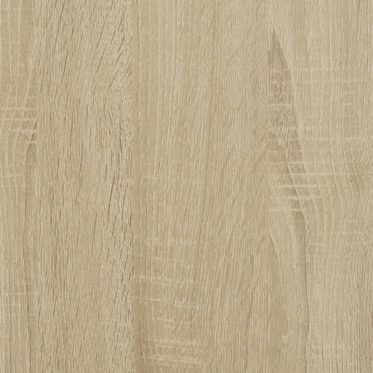 Nahaufnahme einer hellbraunen Holzmaserung. Vertikales Holzmuster mit sichtbaren Knoten und Linien. Die Farbe ist beige-braun.