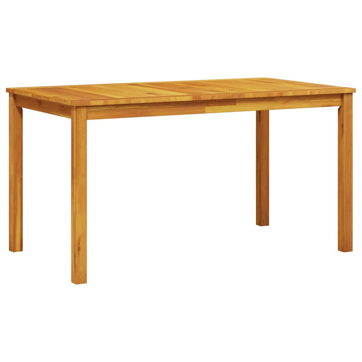 Ein rechteckiger Holztisch mit vier Beinen wird vor einem weißen Hintergrund gezeigt. Der Tisch ist hellbraun und hat ein schlichtes Design.