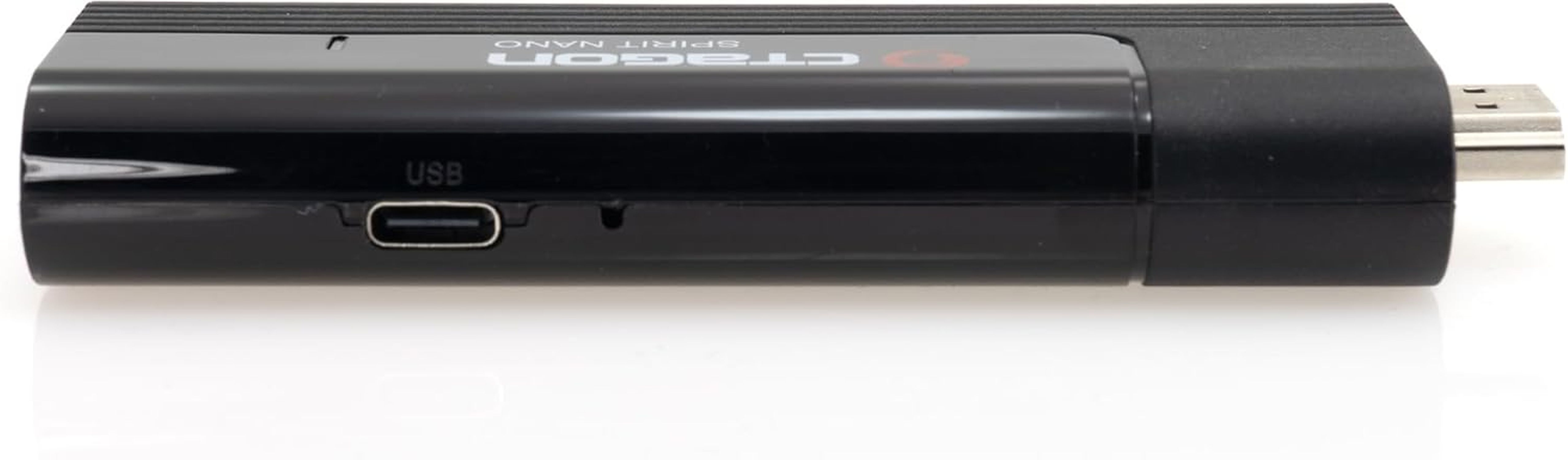 Ein schwarzes USB-Gerät mit der Marke 'CRAGON'. Es hat einen USB-Anschluss und einen silbernen USB-Stecker.