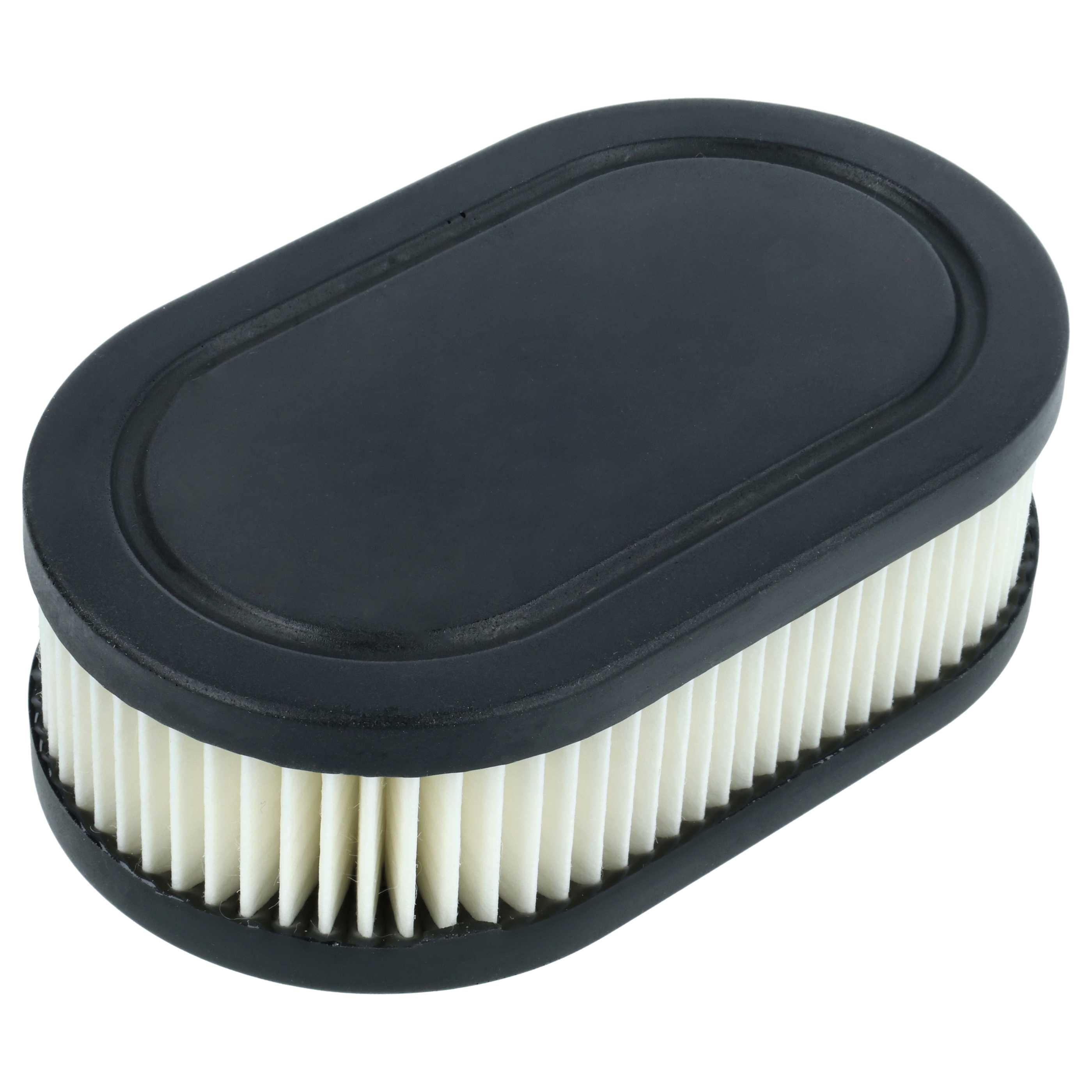 Ein ovales Luftfilter mit schwarzem Rahmen und weißem Filtermaterial.
