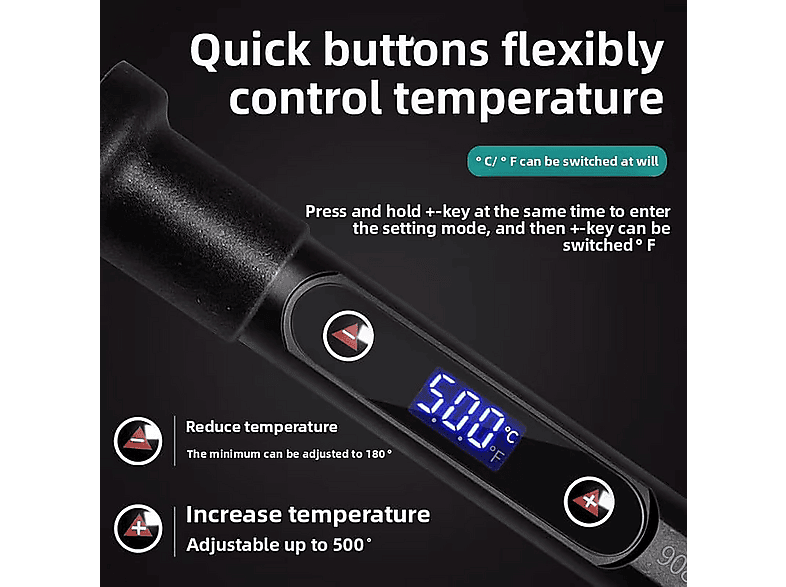 VFANDV Lötkolben Set, 80W 180-520°C Mit Ein/Aus Schalter LCD