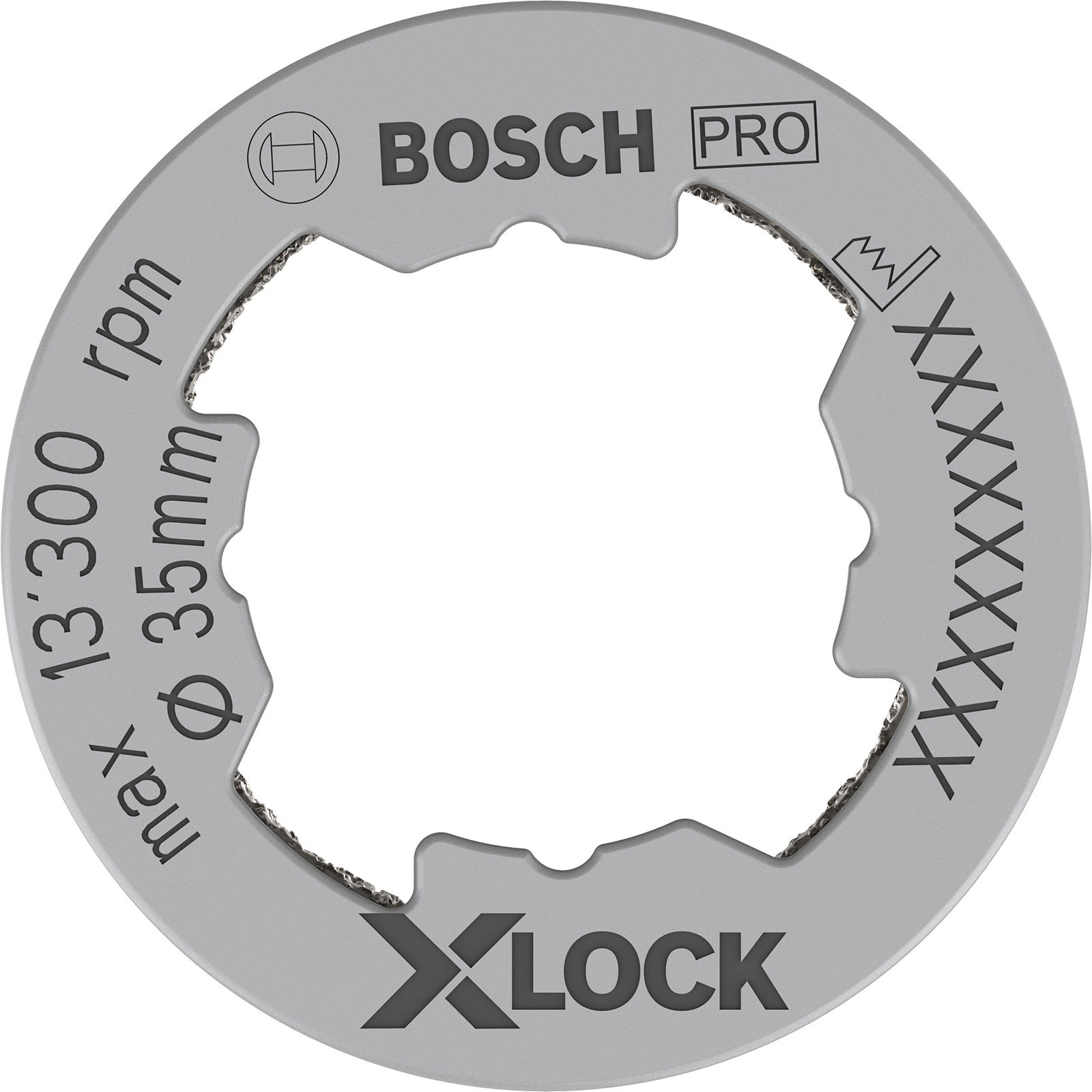 Graues Kreissägeblatt mit Bosch Pro Logo, X-LOCK und technischen Spezifikationen.