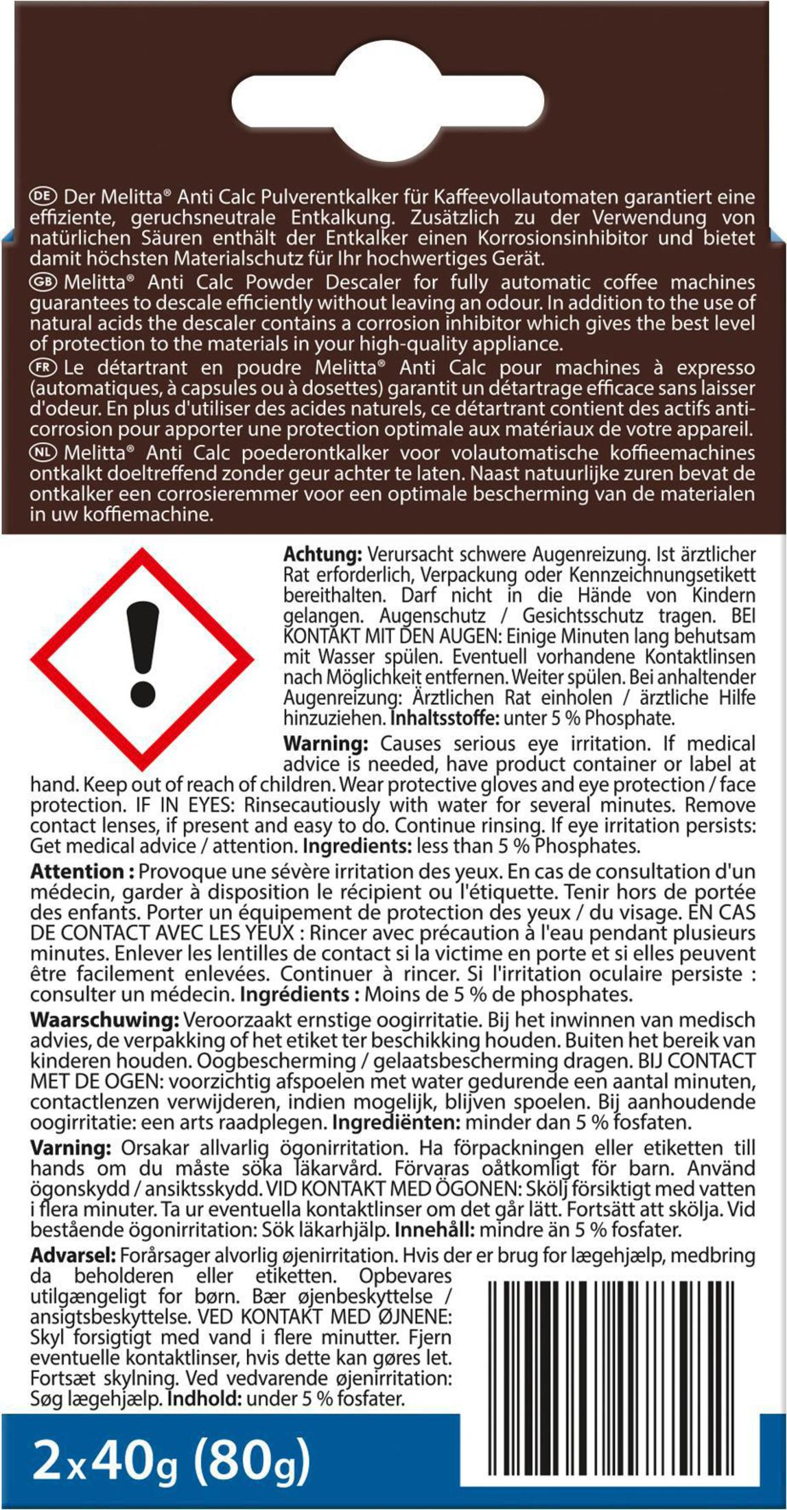 Produktetikett mit Warnzeichen. Text beschreibt Augenreizung und Sicherheitshinweise.