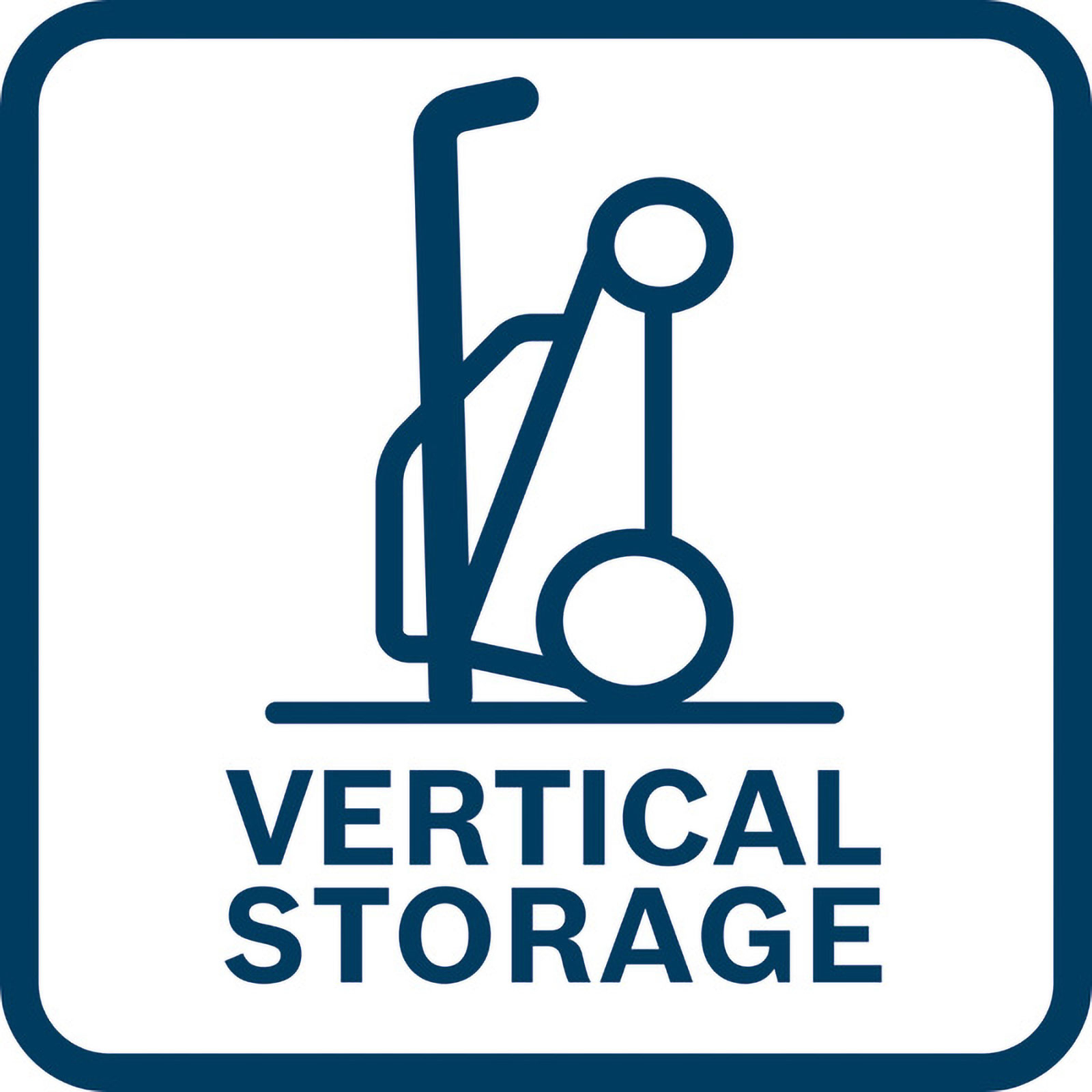Un logotipo azul y blanco. Un icono de carrito con las palabras VERTICAL STORAGE debajo, todo dentro de un cuadrado con borde azul.