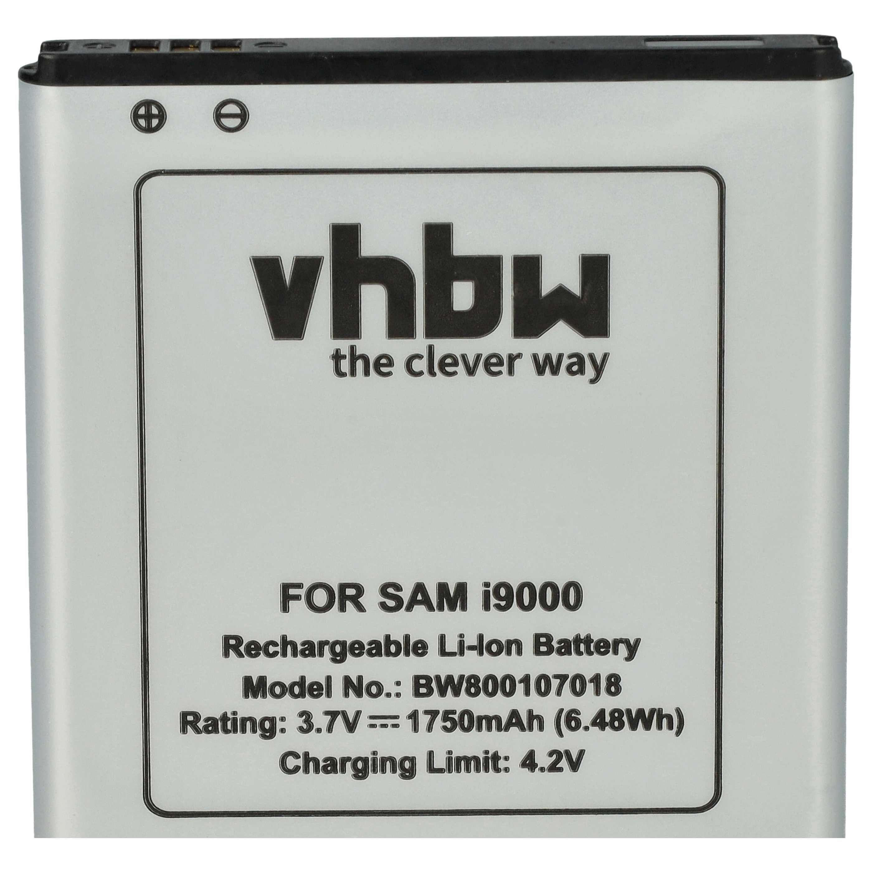 Ein Akku mit dem vhbw-Logo. Textdetails umfassen Modell, Spannung, Kapazität und Ladebegrenzung.