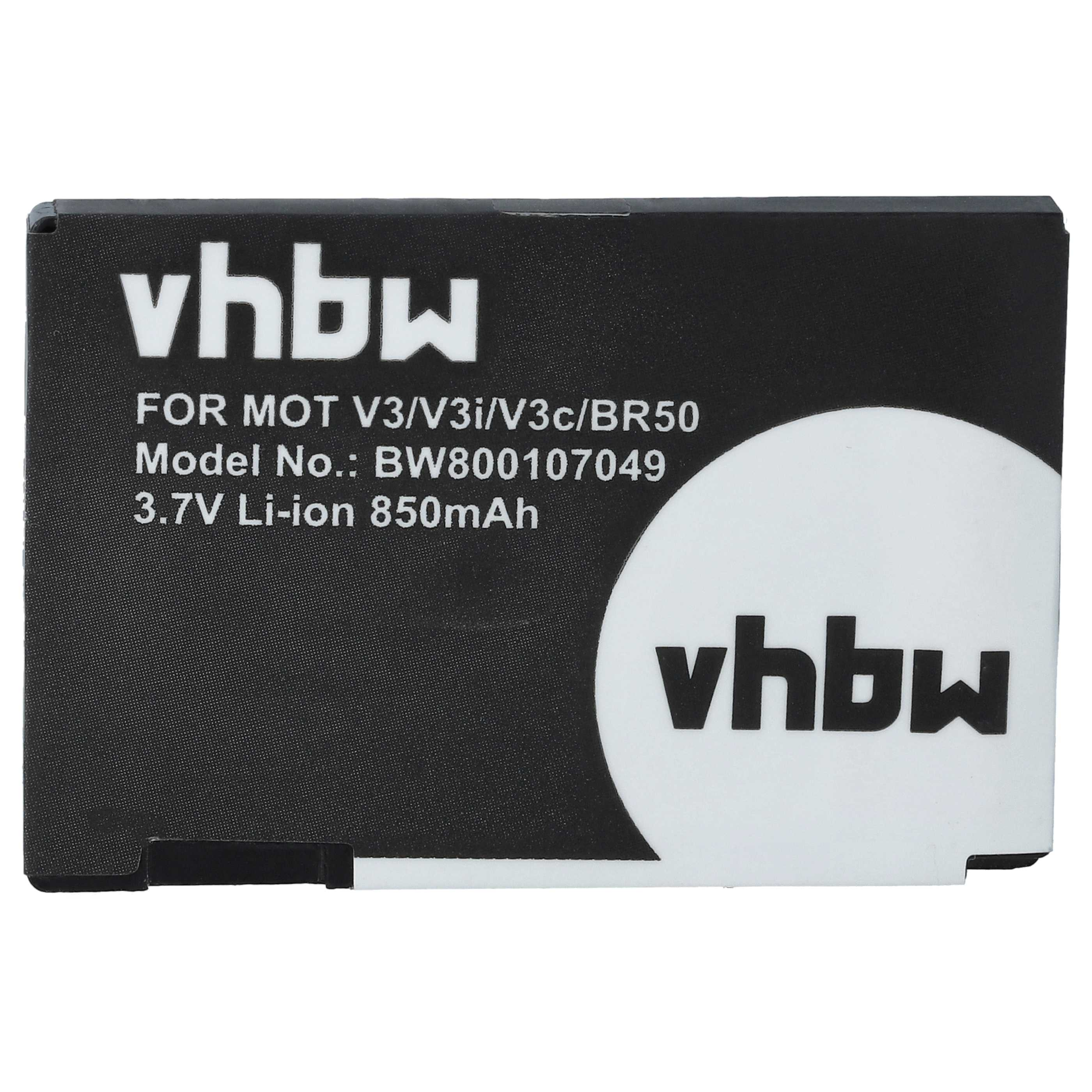 Ein schwarz-weißes Akku-Pack mit 'vhbw'-Logo und Text, der seine Spezifikationen beschreibt.