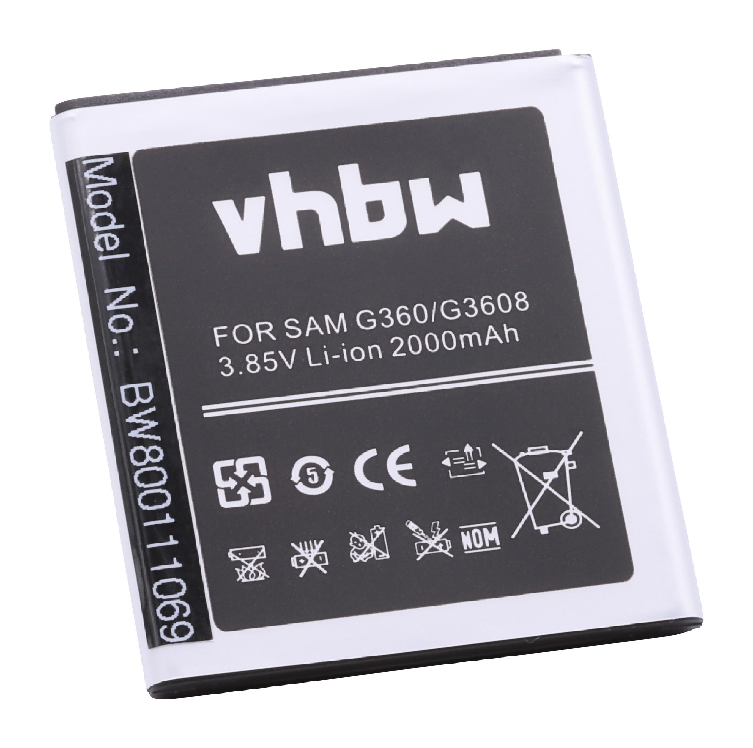 Ein rechteckiger Akku mit Schwarz-Weiß-Design. Er trägt den Markennamen vhbw und technische Daten.