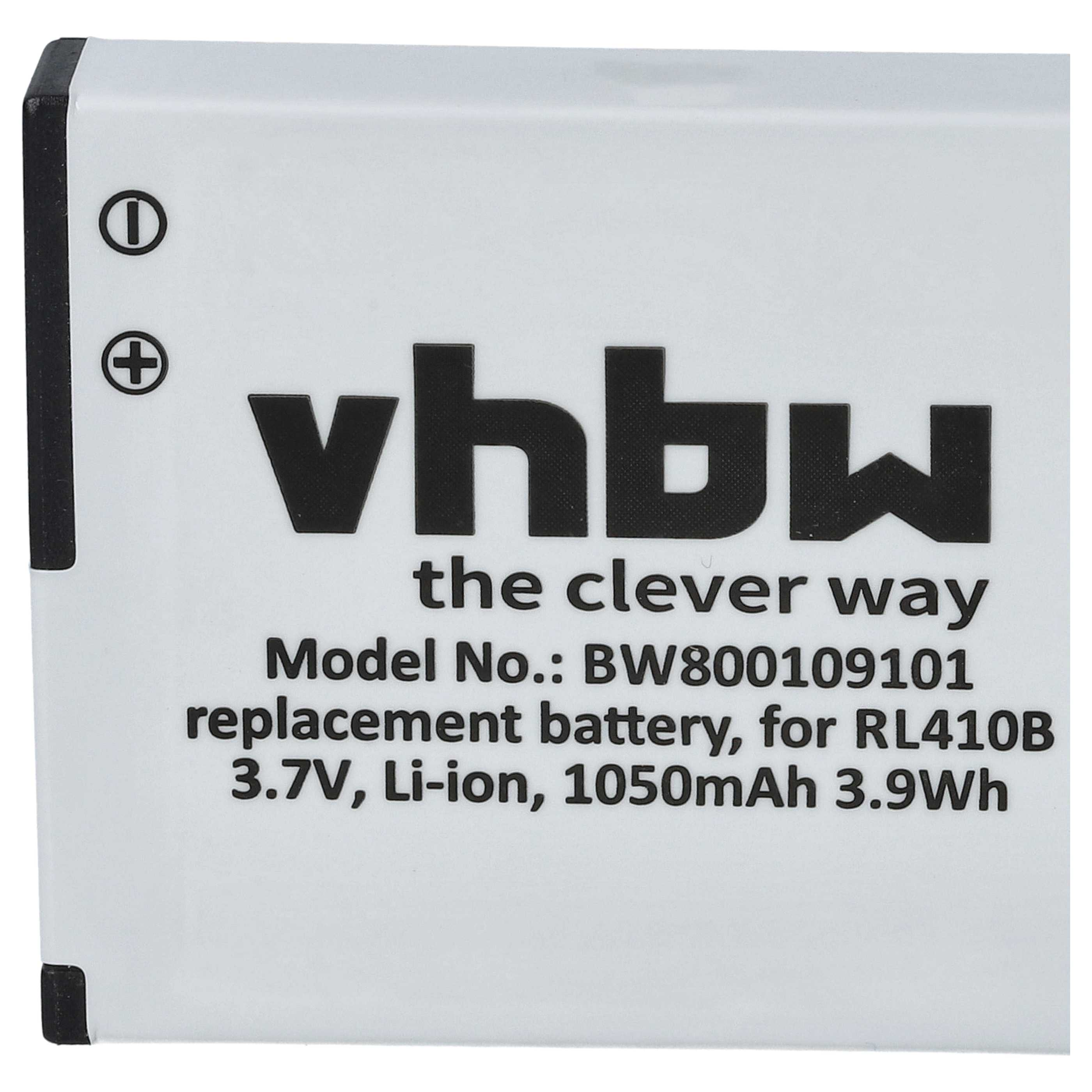 Eine weiße Batteriebox mit schwarzem Text. Sie lautet 'vhbw' und Produktdetails.