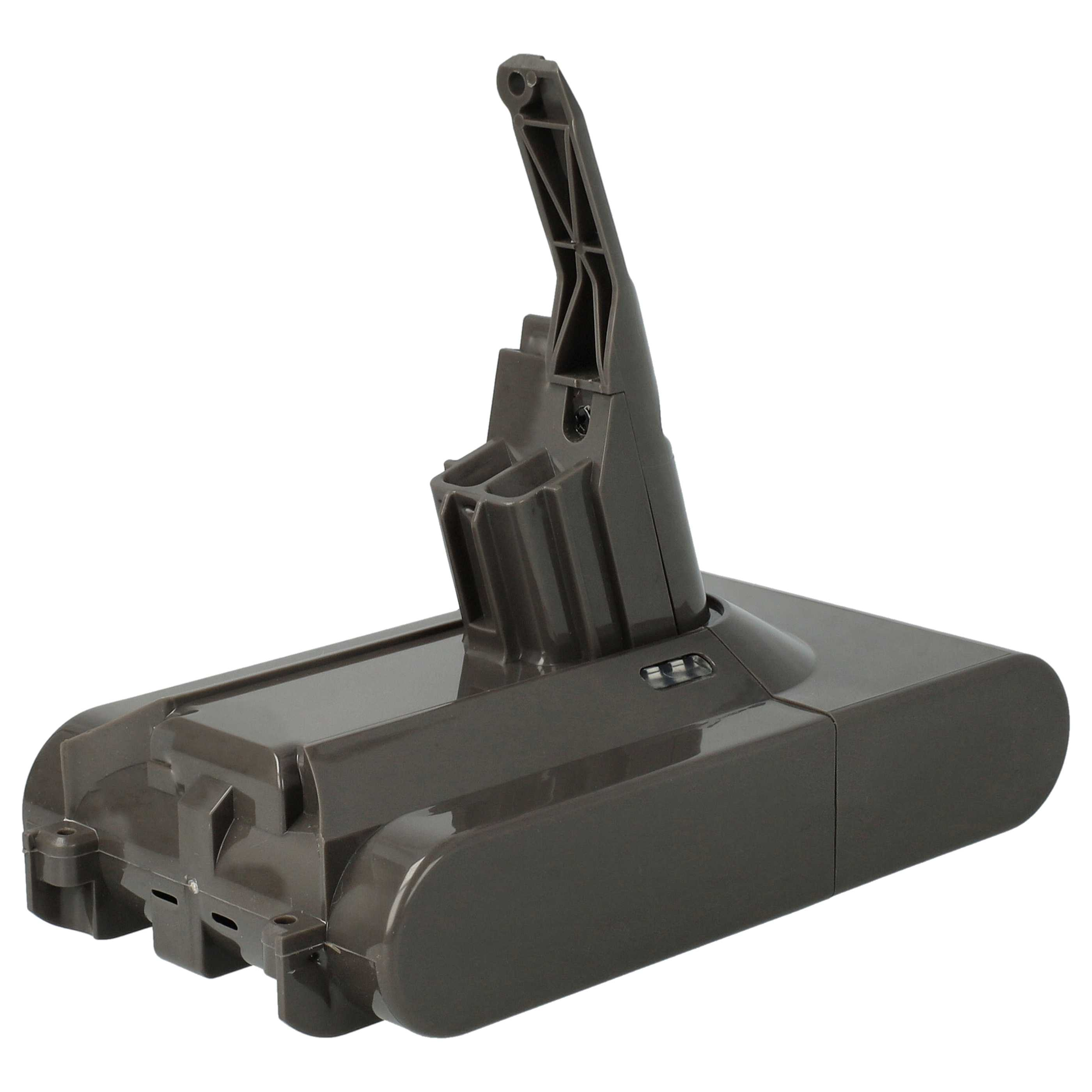 Ein grauer Dyson-Staubsauger-Akkupack. Er hat eine rechteckige Basis und eine griffartige Struktur oben.