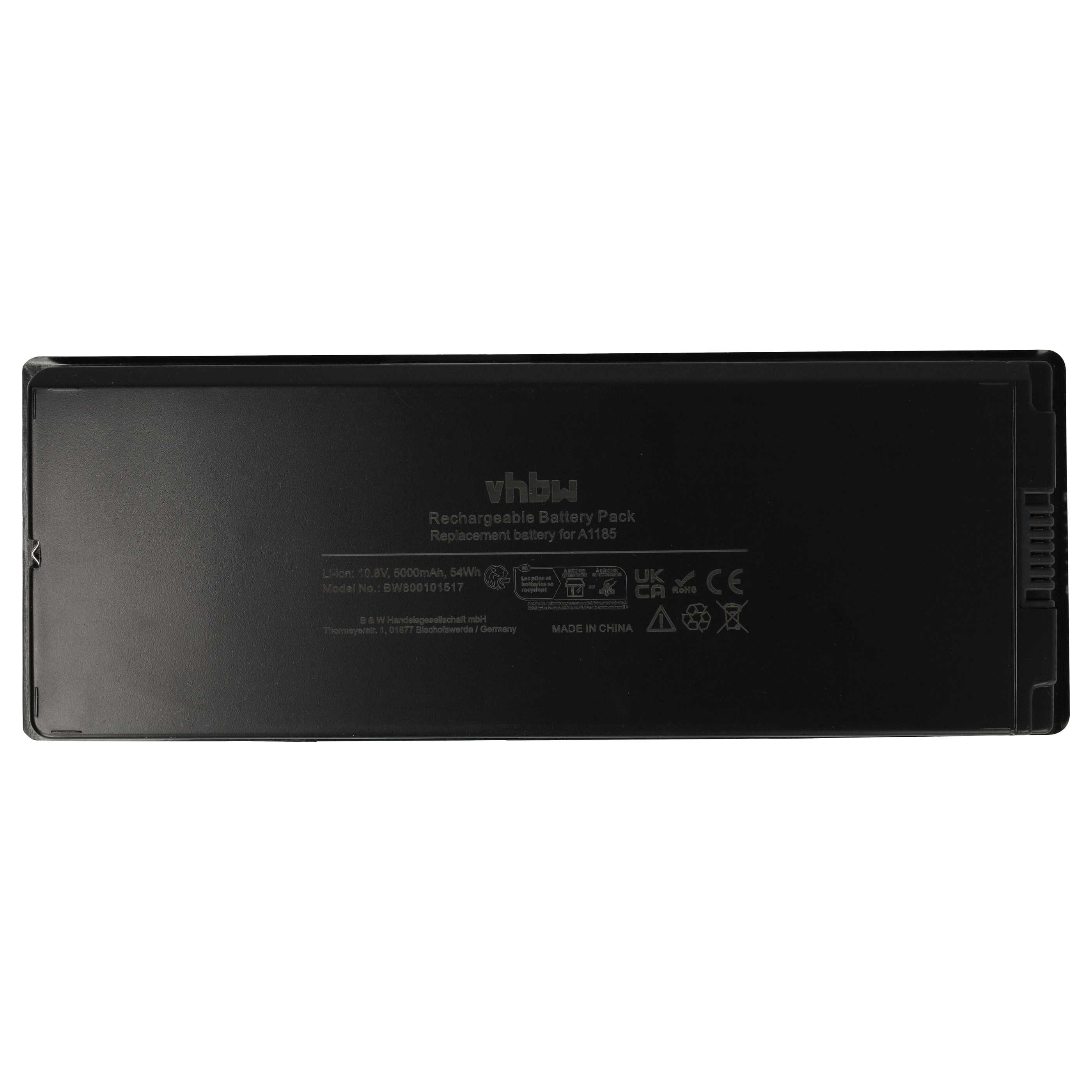 Ein schwarzer Akku mit weißem Text. Es steht 'vhbw Rechargeable Battery Pack' und andere Spezifikationen. Hergestellt in China.