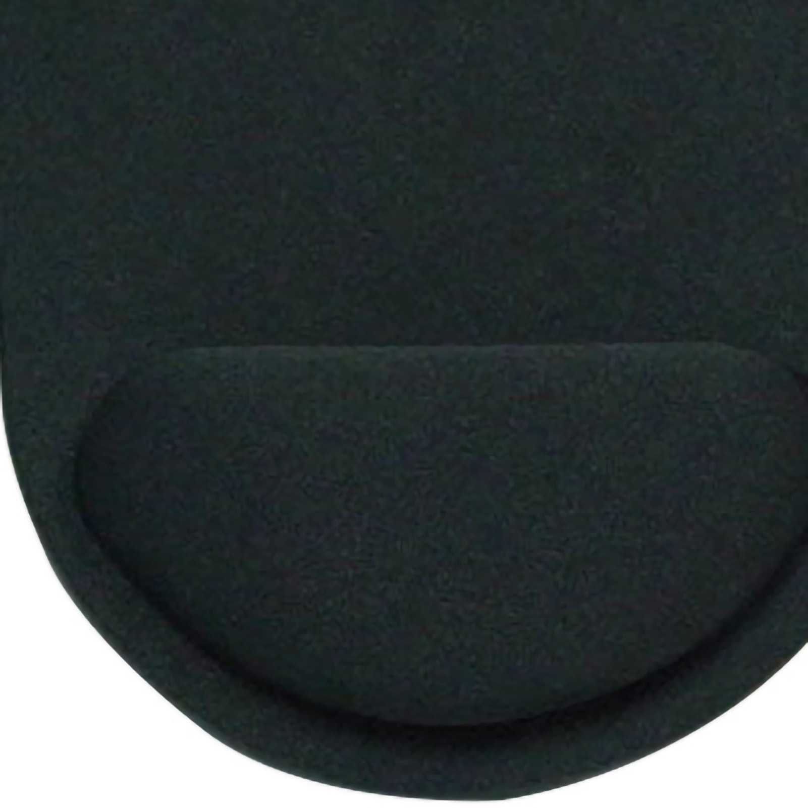 Ein schwarzes ergonomisches Mauspads mit Handgelenkauflage, vor weißem Hintergrund.
