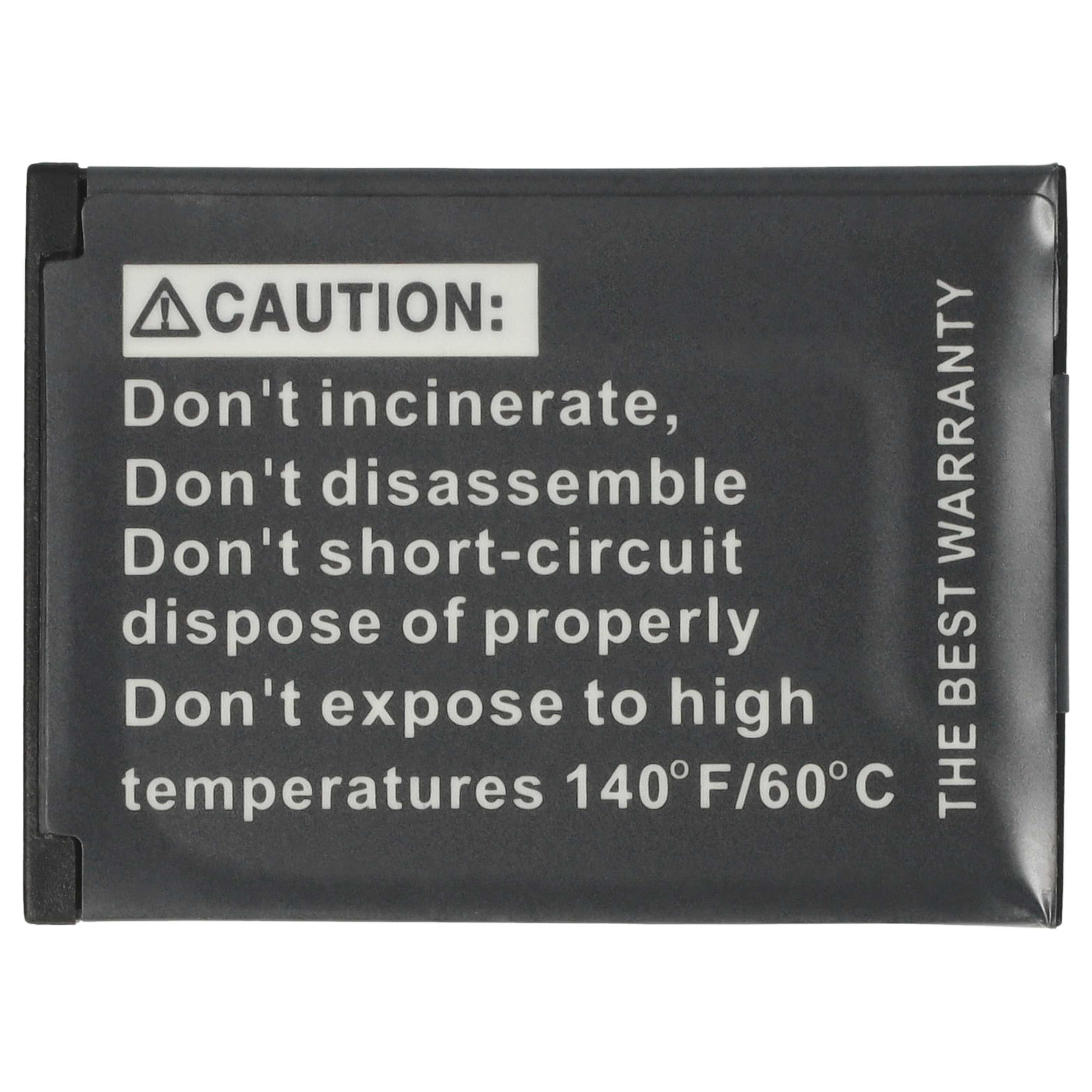 Schwarzes Warnschild mit weißem Text. Es warnt davor, es zu verbrennen, zu zerlegen, kurz zu schließen und hohe Temperaturen zu vermeiden.