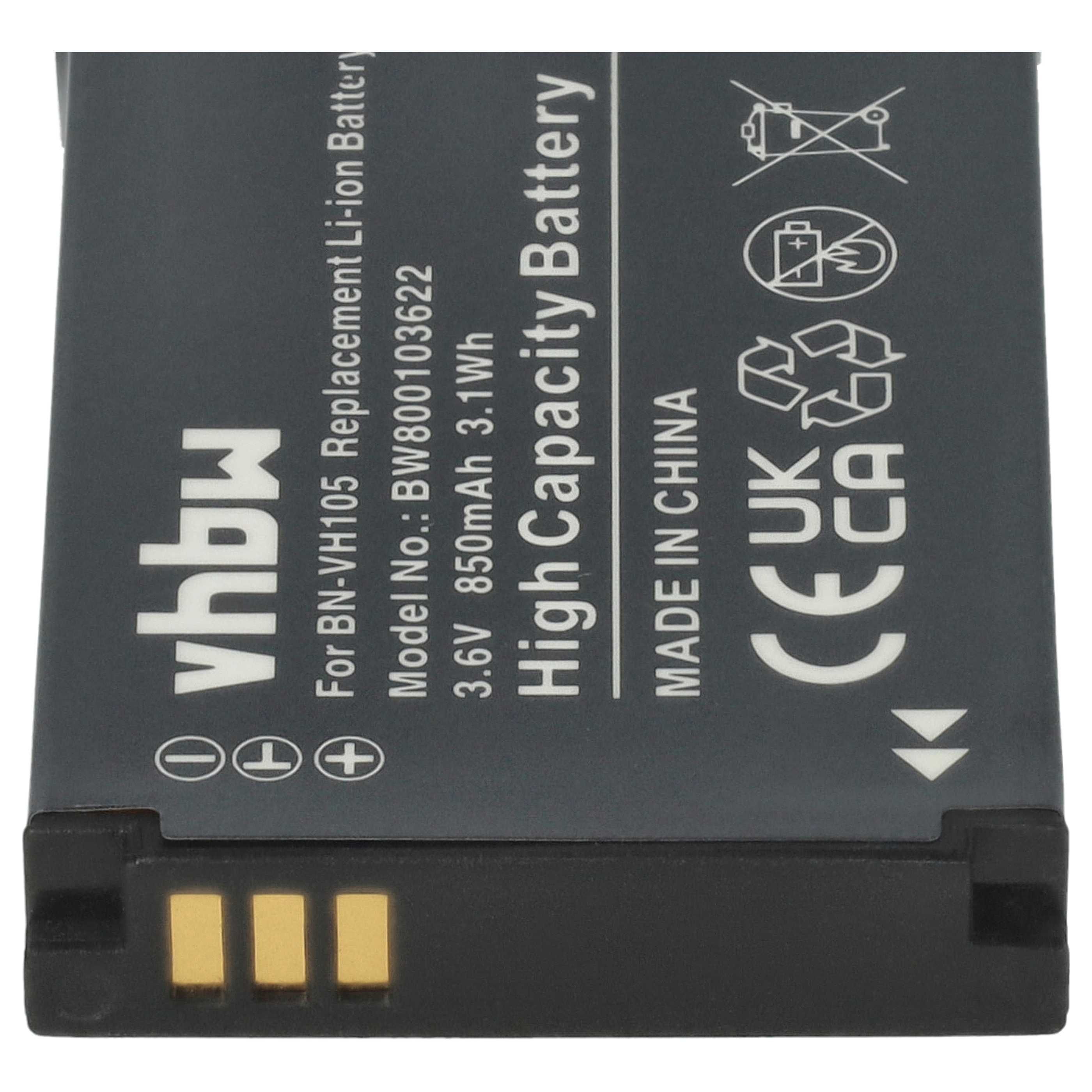 Ein schwarzer, rechteckiger Akku mit Text. Er hat goldene Anschlüsse unten und weißen Text, einschließlich 'High Capacity Battery'.