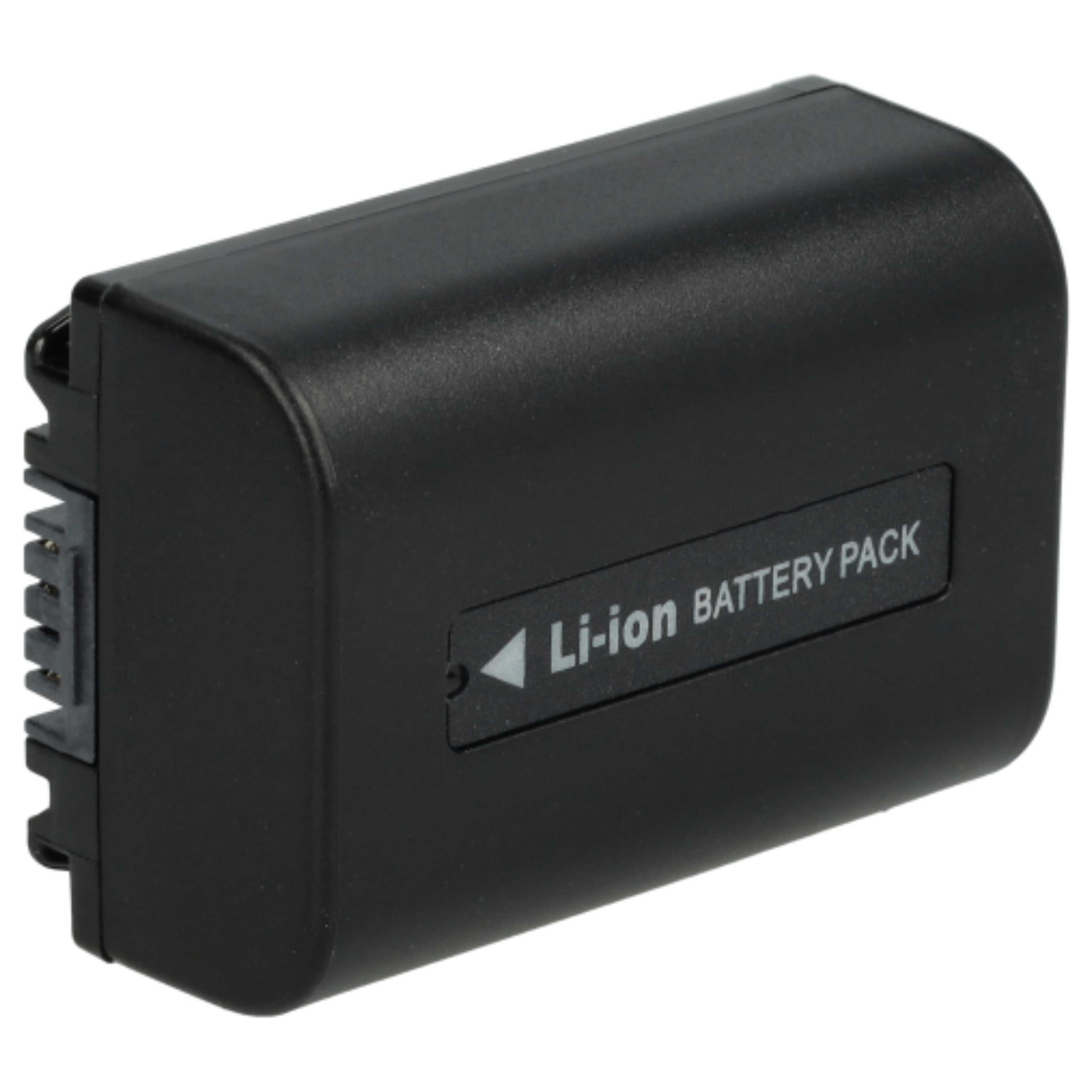 Ein schwarzes Li-Ionen-Akkupack auf weißem Hintergrund. Es hat weißen Text mit der Aufschrift "Li-ion BATTERY PACK".
