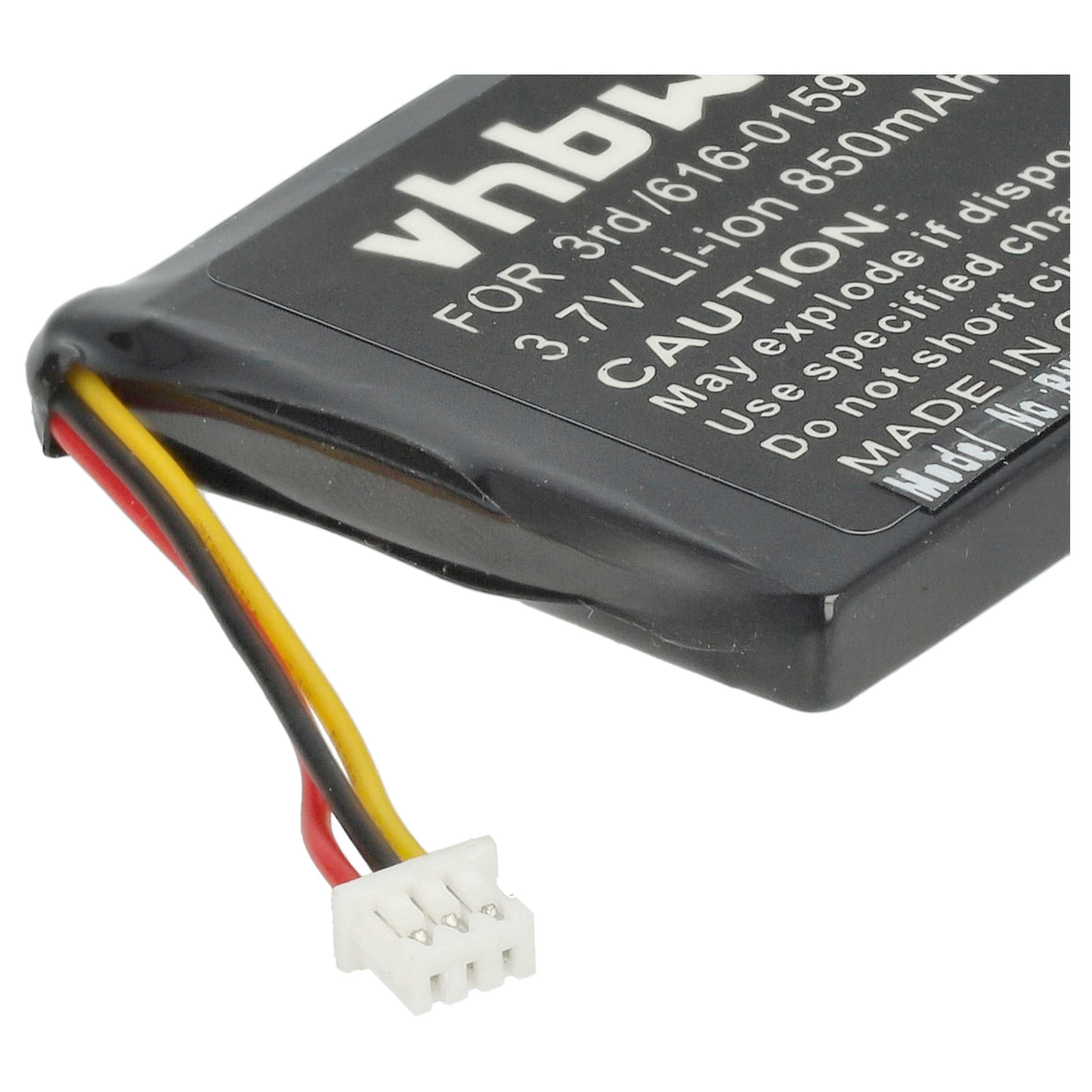 Ein schwarzes Akkupack mit weißem Text. Drähte mit roter, gelber und schwarzer Isolierung sind an einem weißen Stecker befestigt.